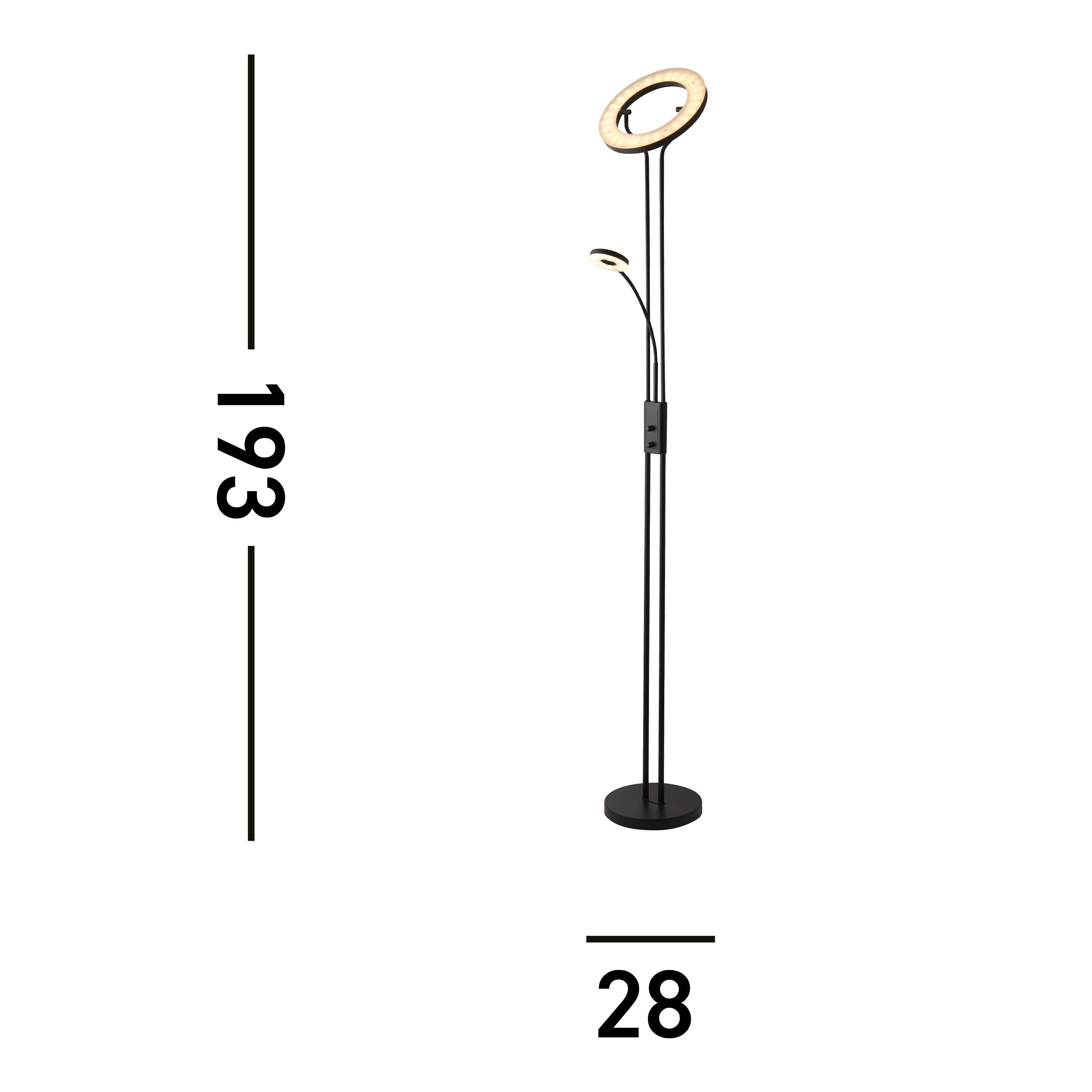 Searchlight Merlin Mother & Child Floor Lamp - Matt Black