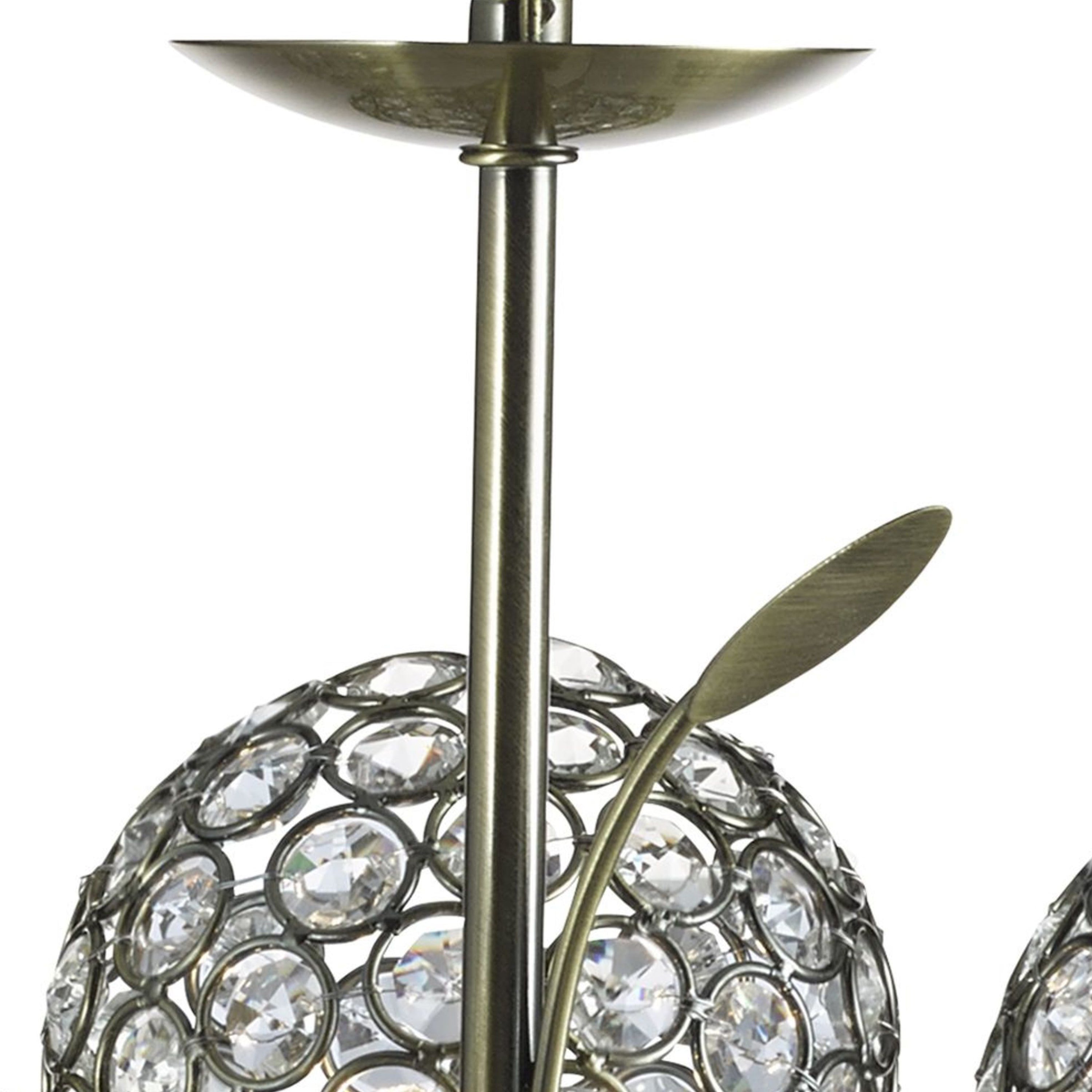 Searchlight Bay II 9 Light Pendant - Antique Brass & Clear Crystal Beads