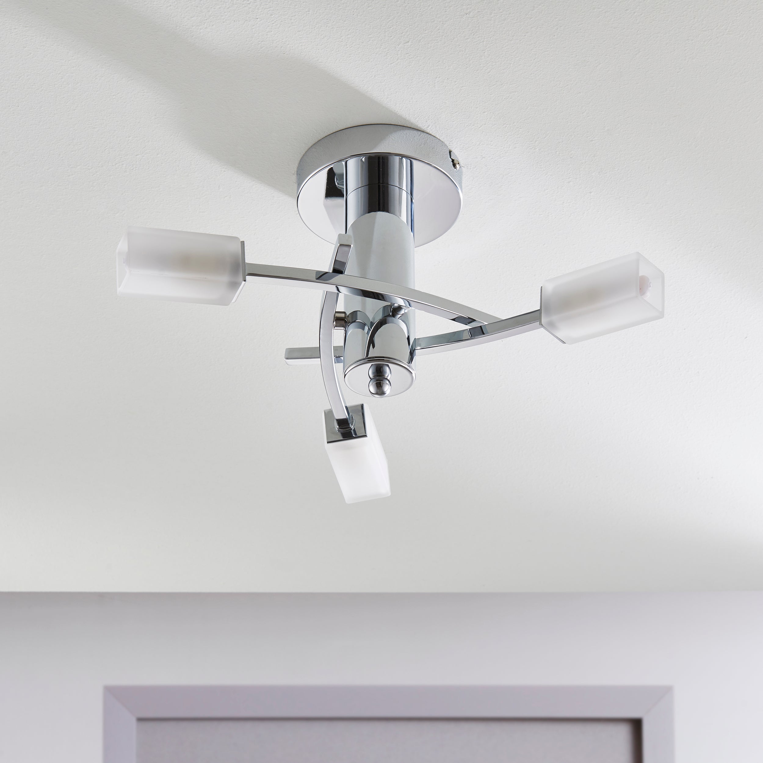 Endon Havana 3 Light Semi Flush Fitting  - Chrome Plate & Frosted Glass