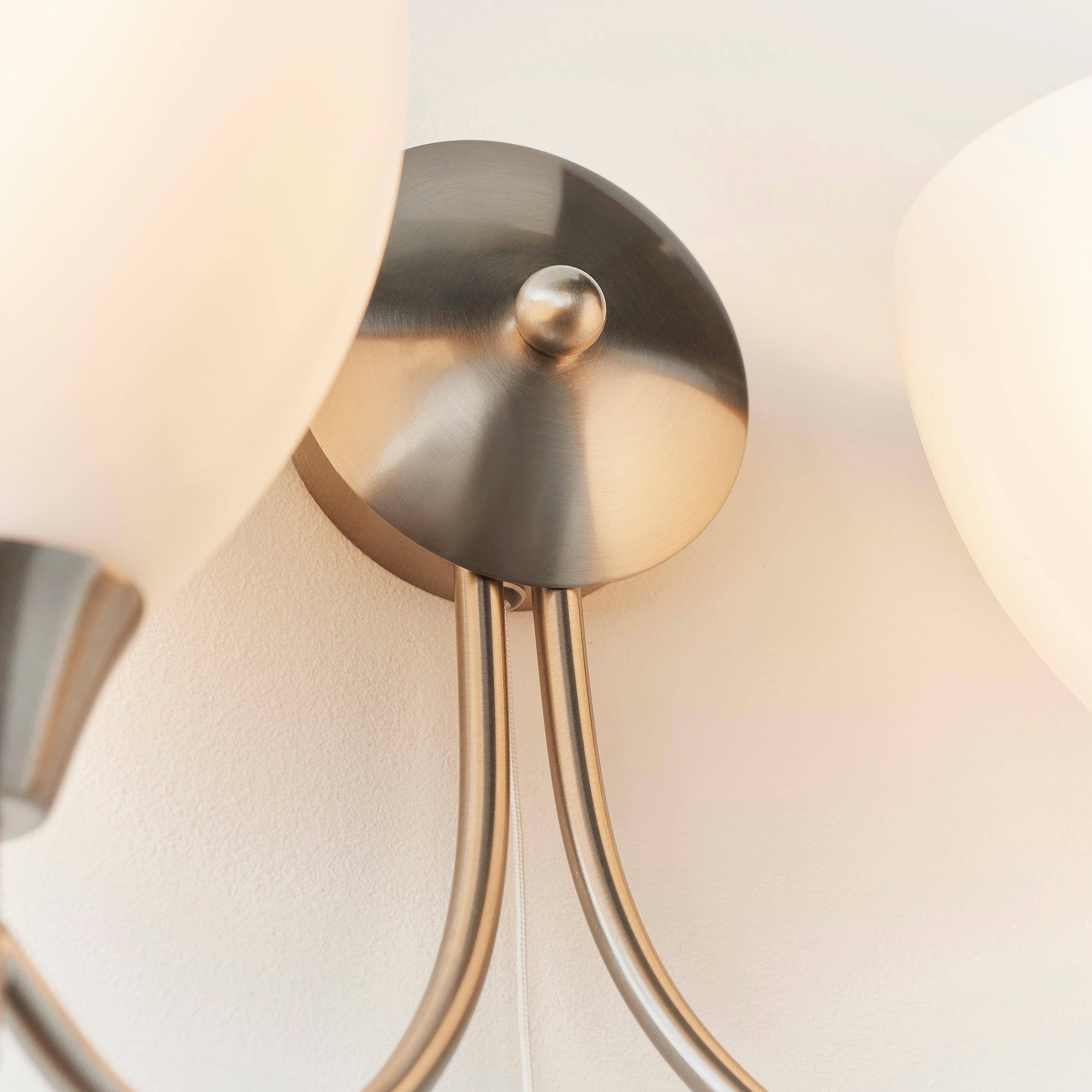 Endon Alton 2 Light Wall Light - Satin Chrome Plate & Matt Opal Glass