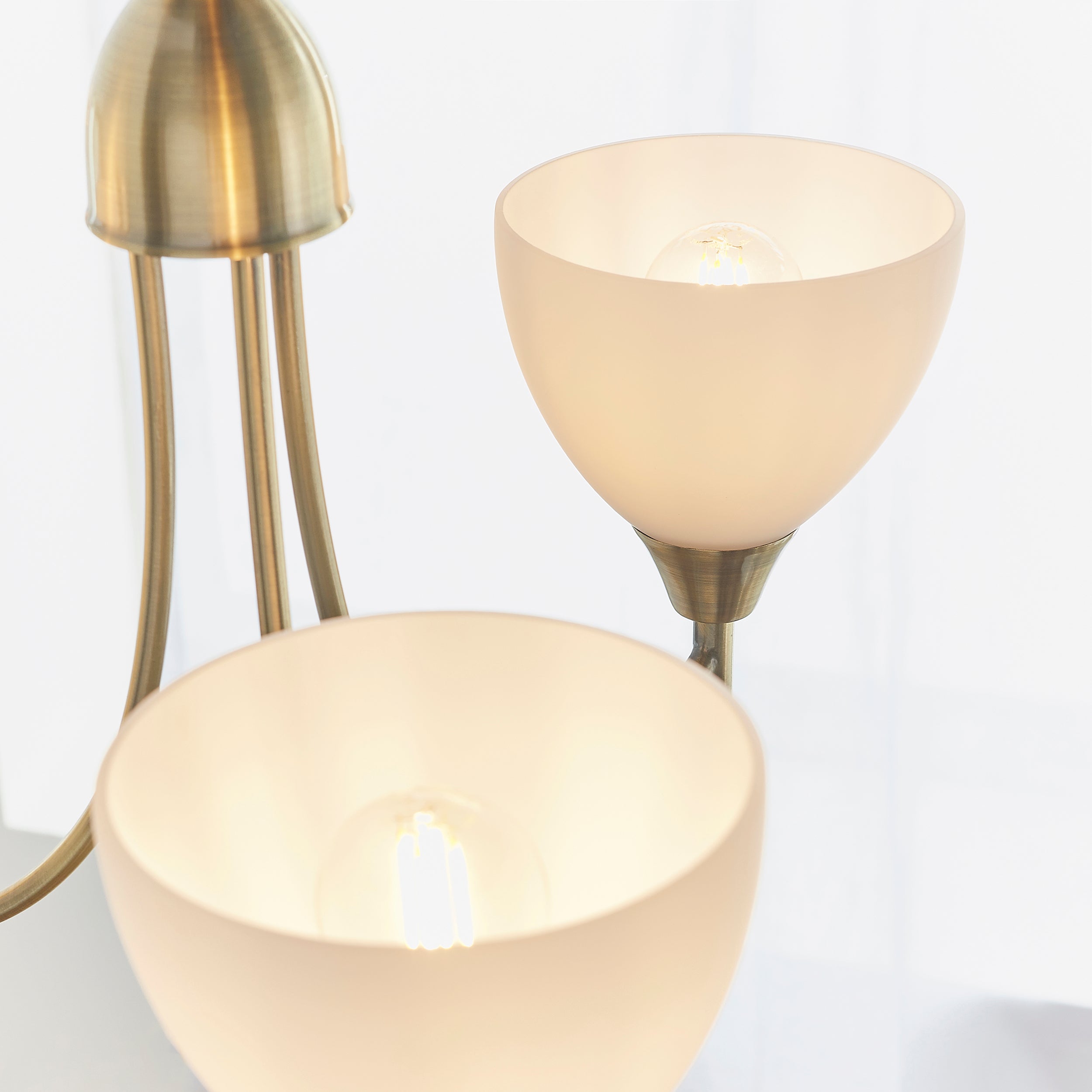 Endon Alton 3 Light Pendant - Antique Brass & Matt Opal Glass