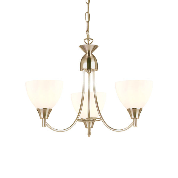 Endon Alton 3 Light Pendant - Satin Chrome Plate & Matt Opal Glass