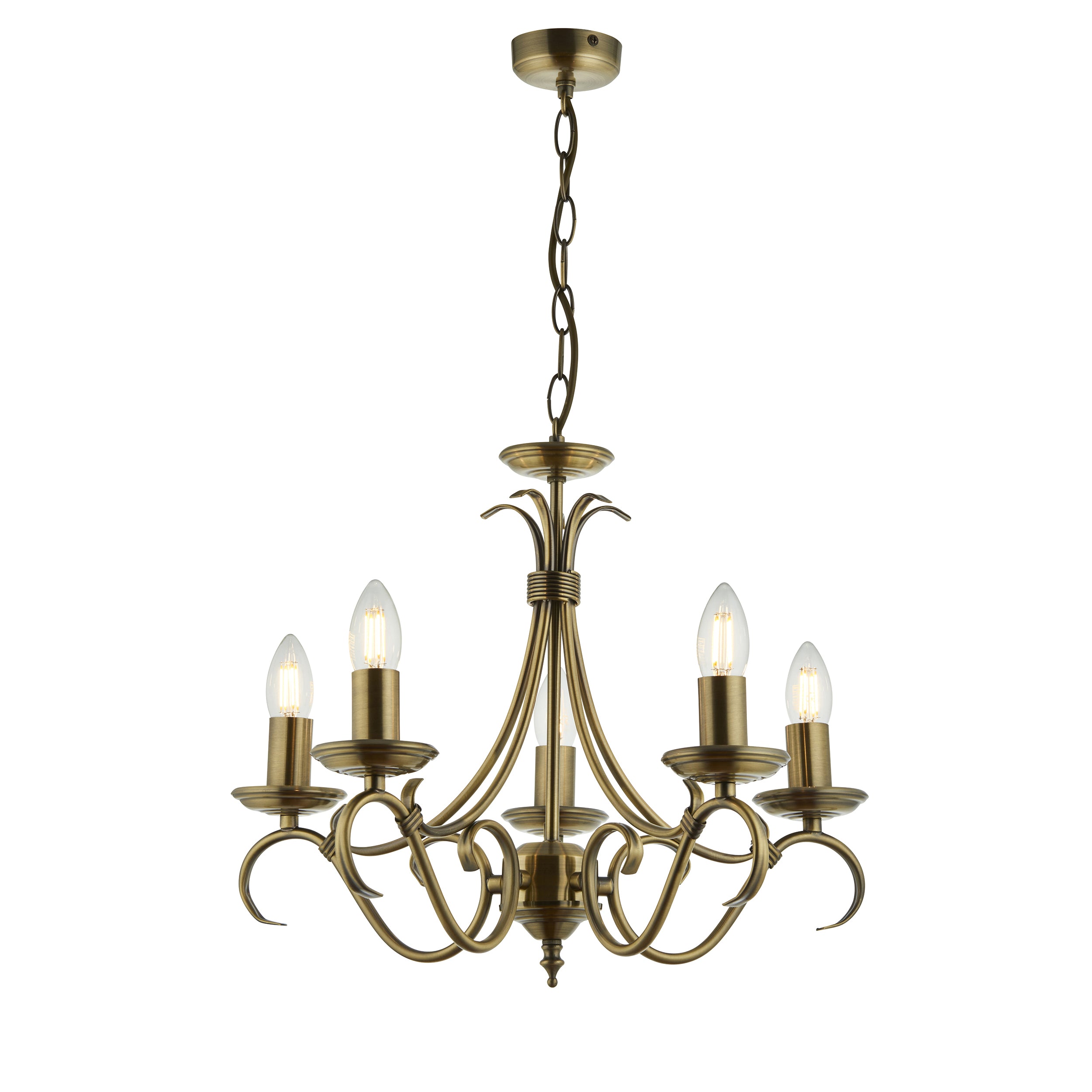 Endon Bernice 5 Light Pendant - Antique Brass Plate