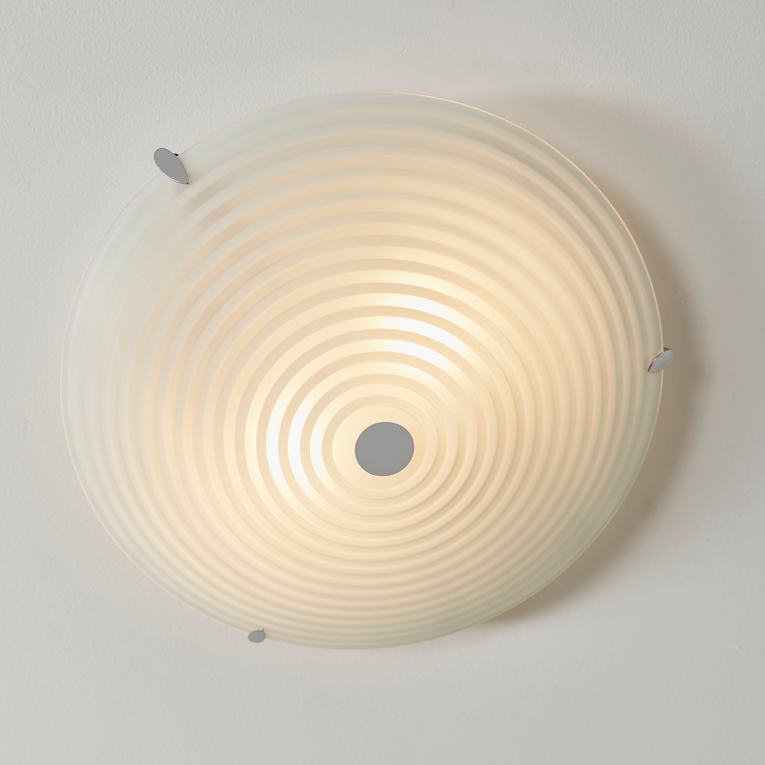 Endon Roundel 2 Light Flush Fitting -  Frosted/Clear Glass & Chrome Plate