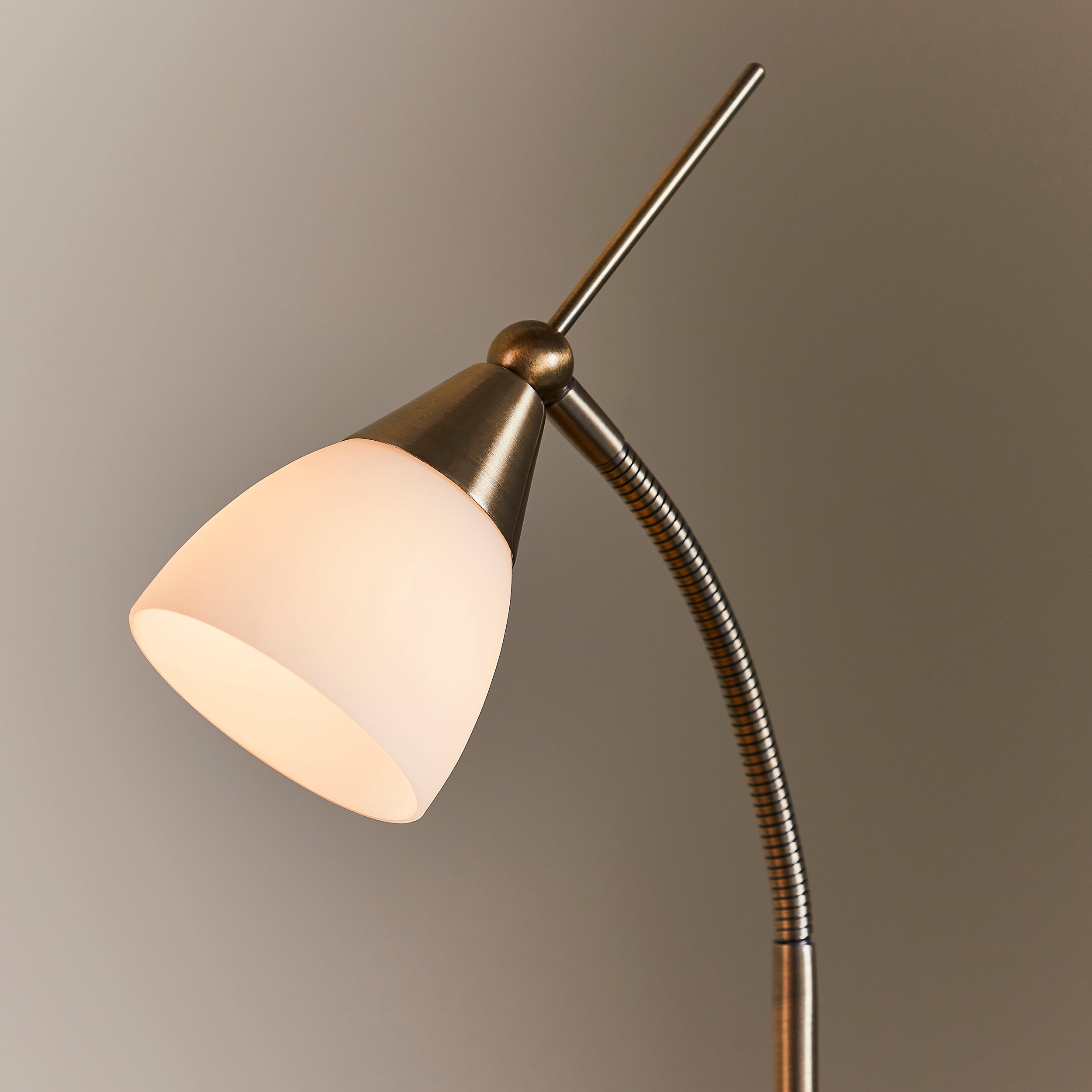 Endon Range Single Light Table Lamp - Antique Brass Plate & White Glass