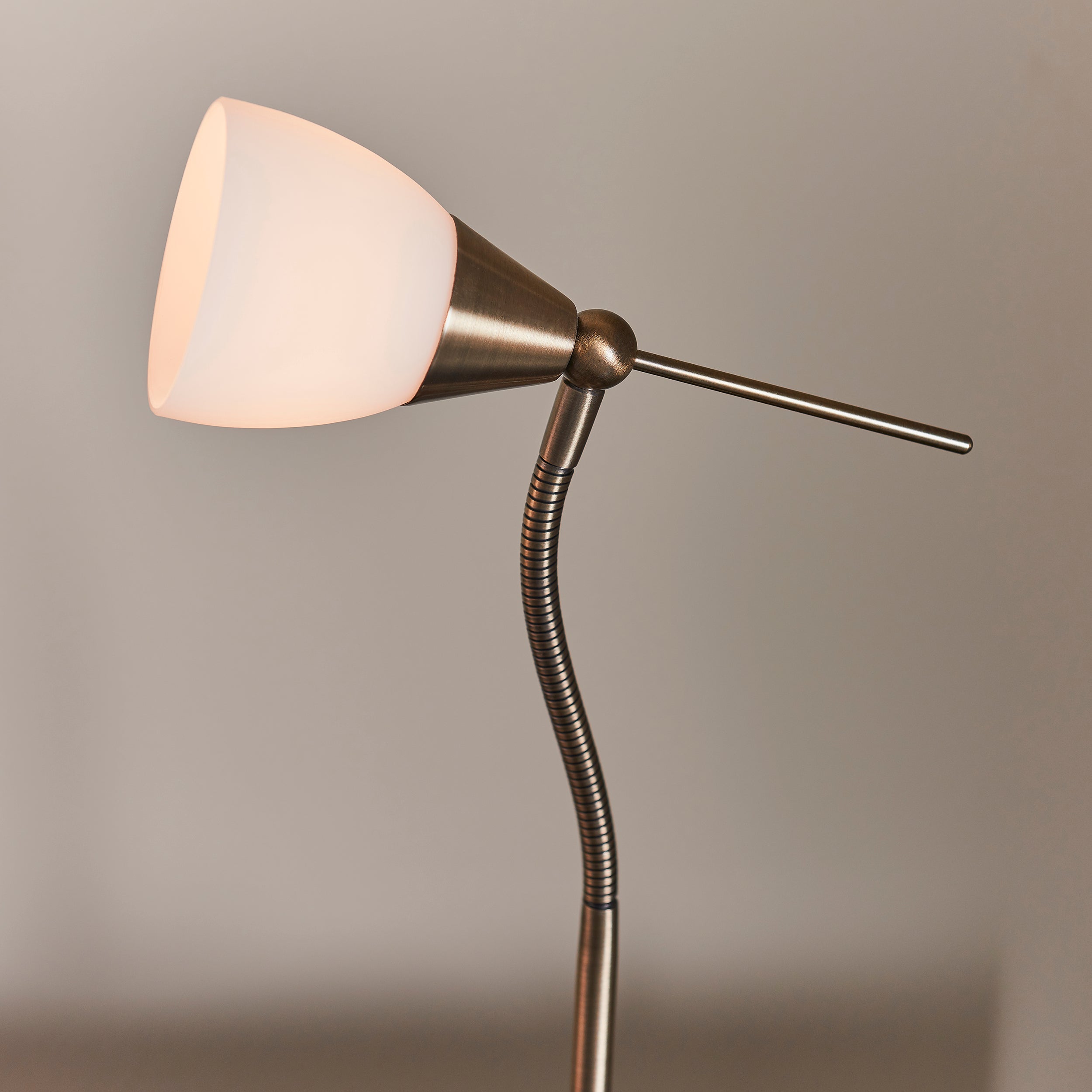 Endon Range Single Light Table Lamp - Antique Brass Plate & White Glass