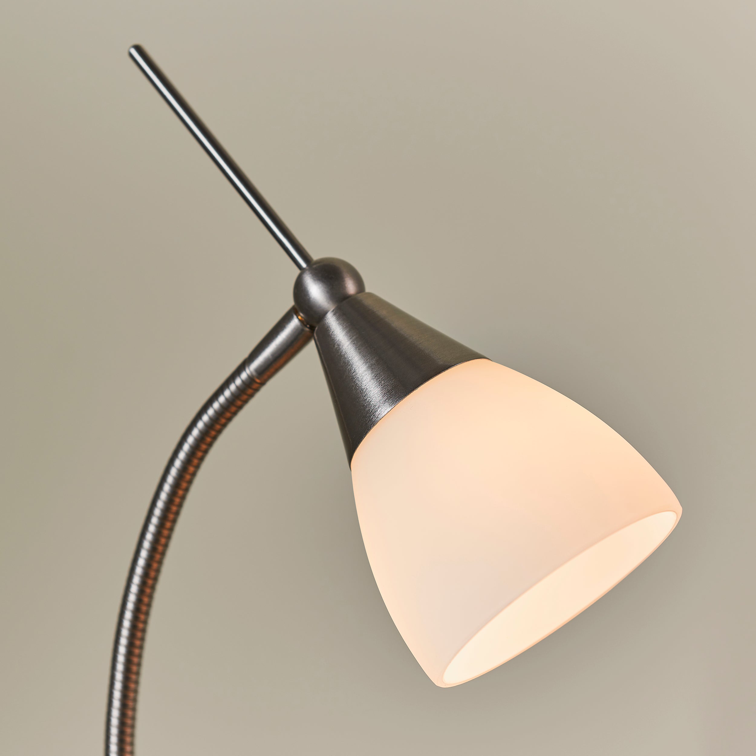 Endon Range Touch Task Table Lamp - Satin Chrome & White Glass