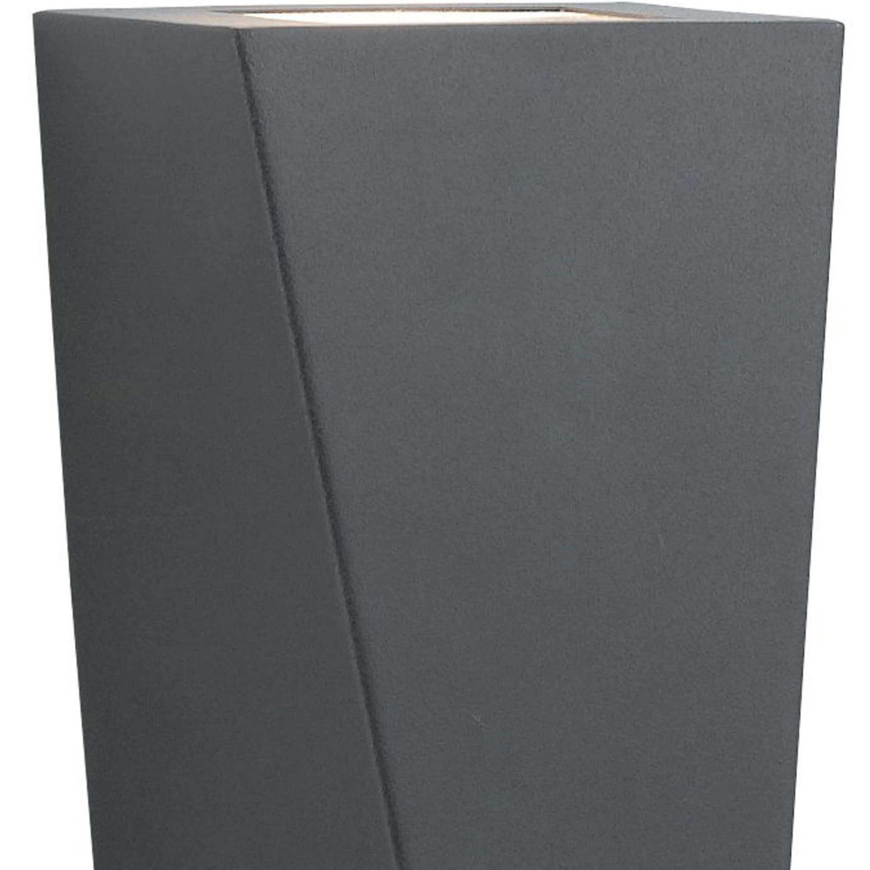 Close up of the Sheffield outdoor wall light showing the diagonal seam and frosted diffuser slot where light escapes
