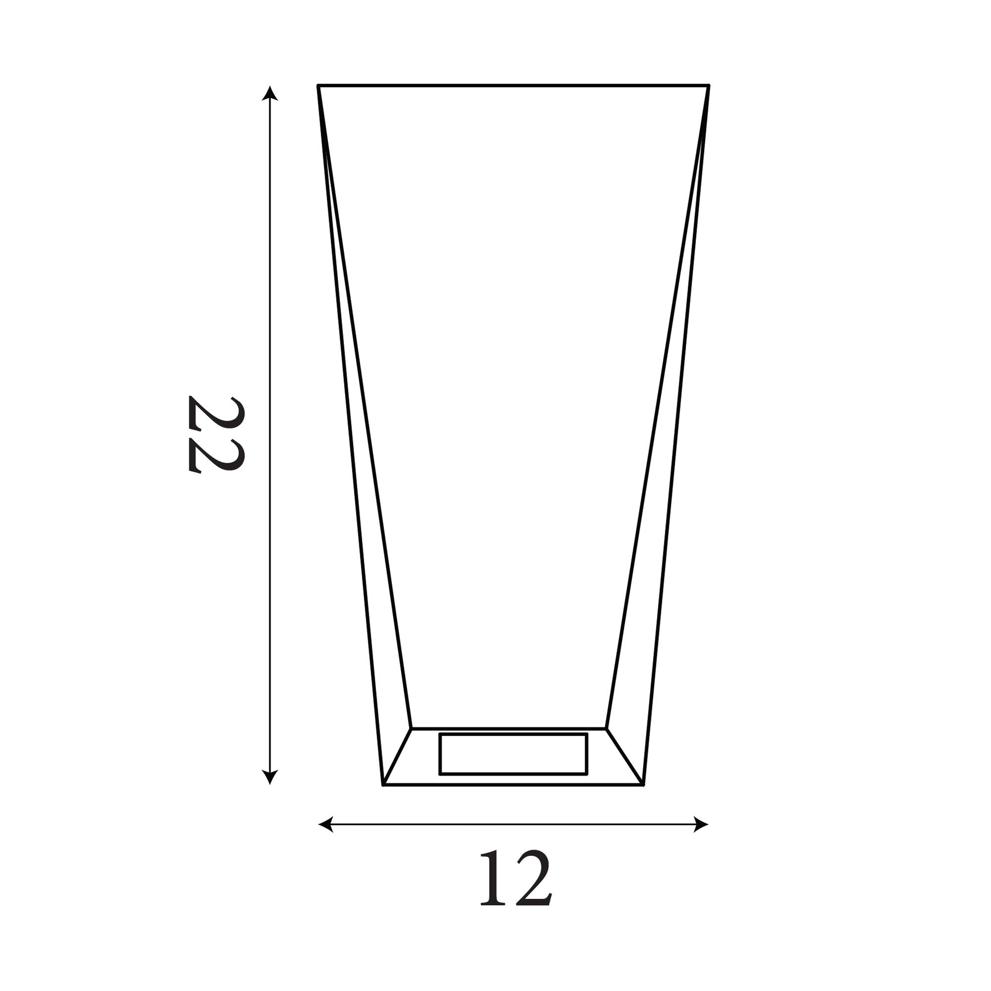 Technical line drawing of the Sheffield outdoor wall light showing overall height of 22cm and width of 12cm