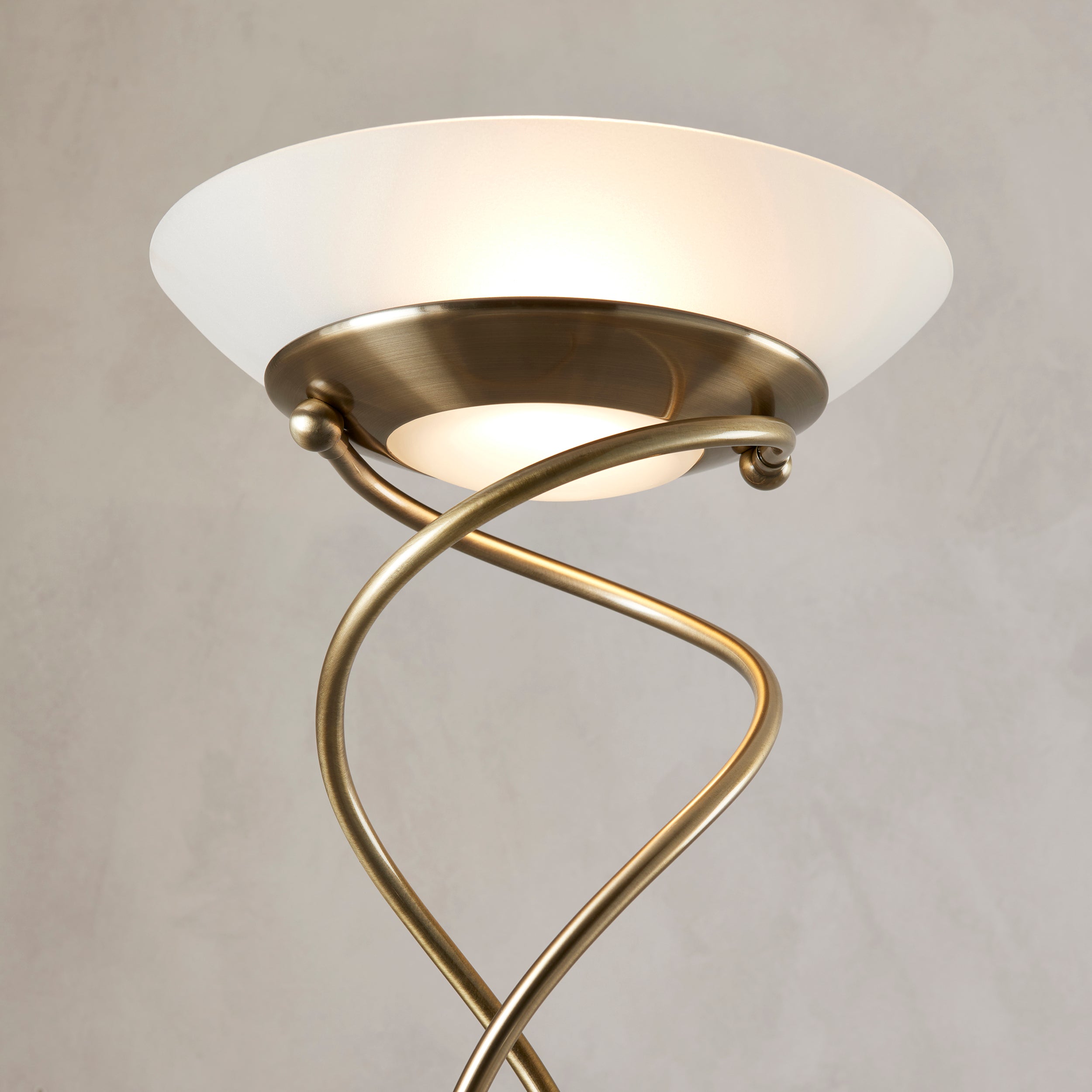 Endon Monaco Single Light Floor Lamp - Antique Brass Plate & Frosted Glass