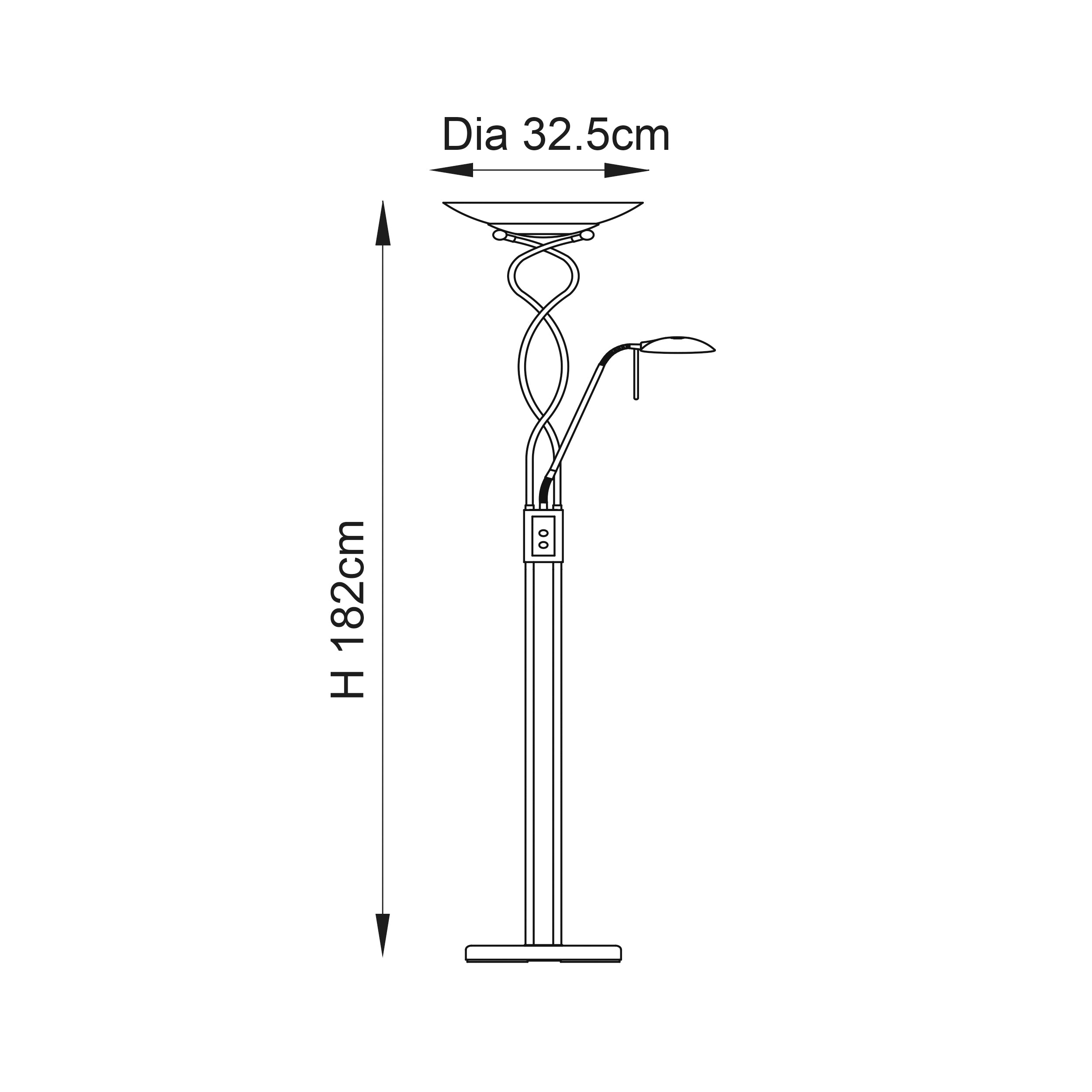Endon Monaco Single Light Floor Lamp - Satin Chrome Plate & Frosted Glass