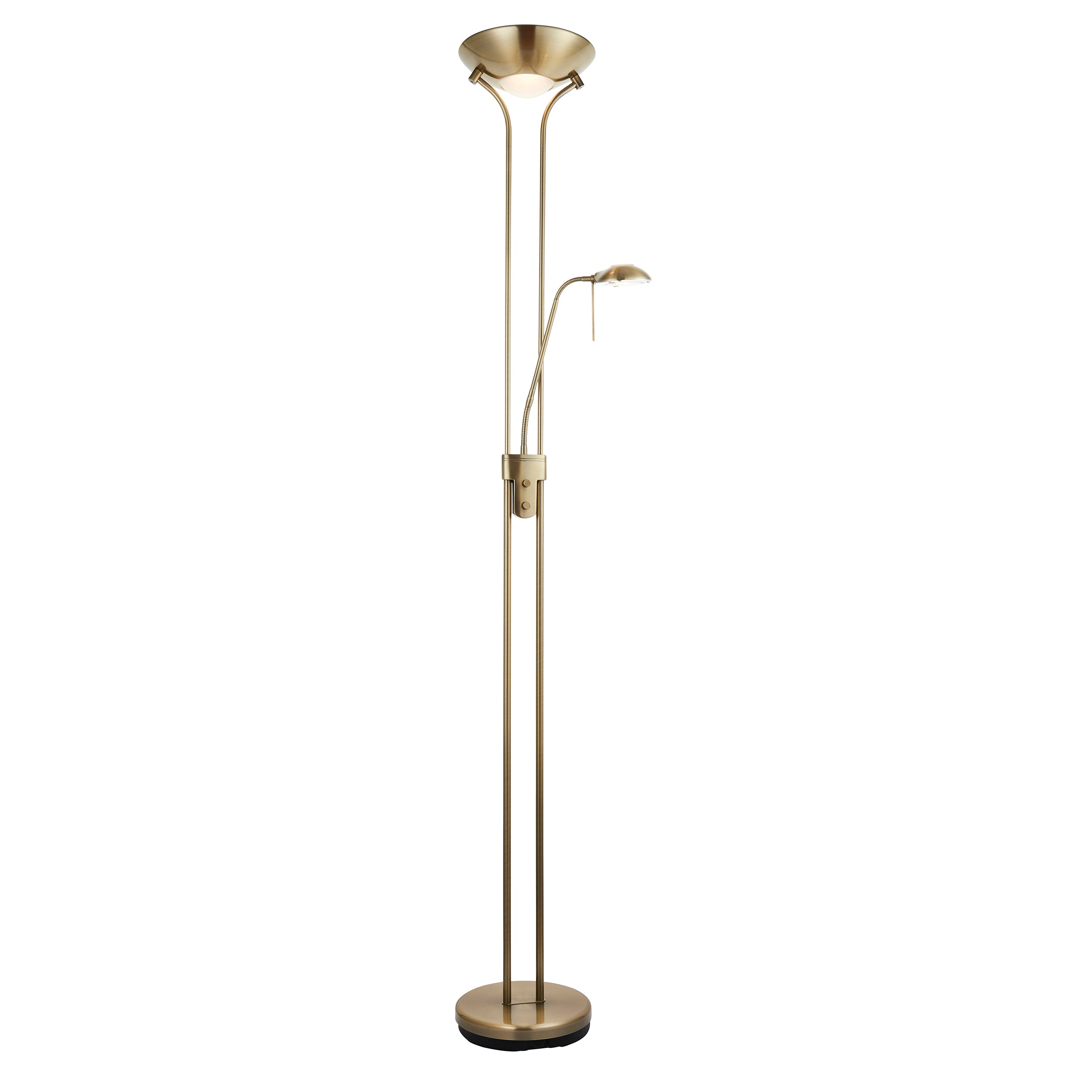 Endon Rome Floor Lamp - Antique Brass Plate & Opal Glass