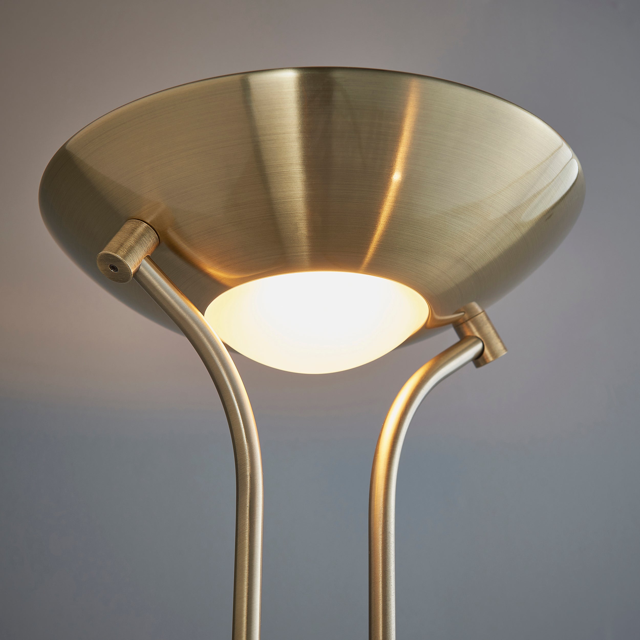 Endon Rome Floor Lamp - Antique Brass Plate & Opal Glass