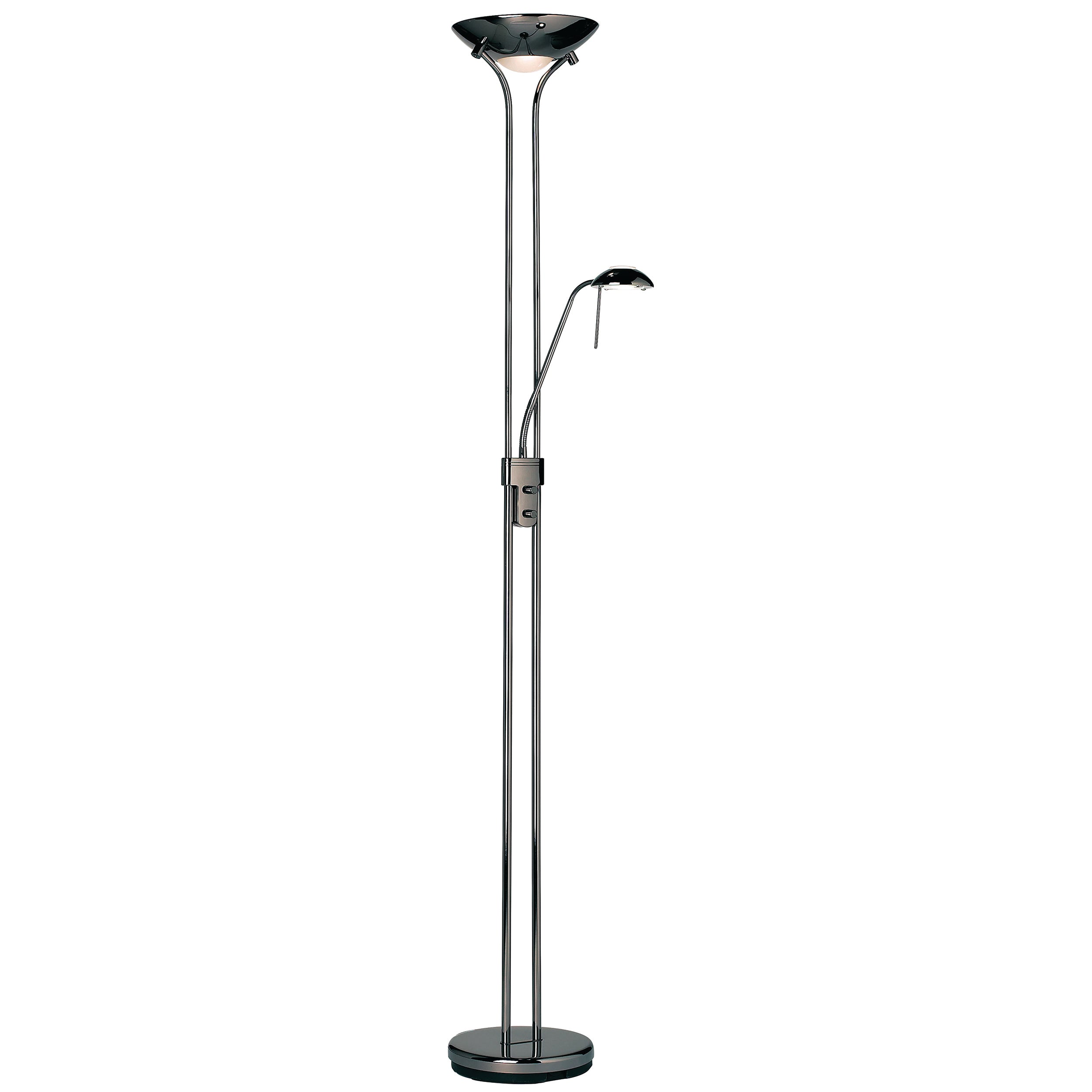 Endon Rome Floor Lamp - Black Chrome Plate & Opal Glass