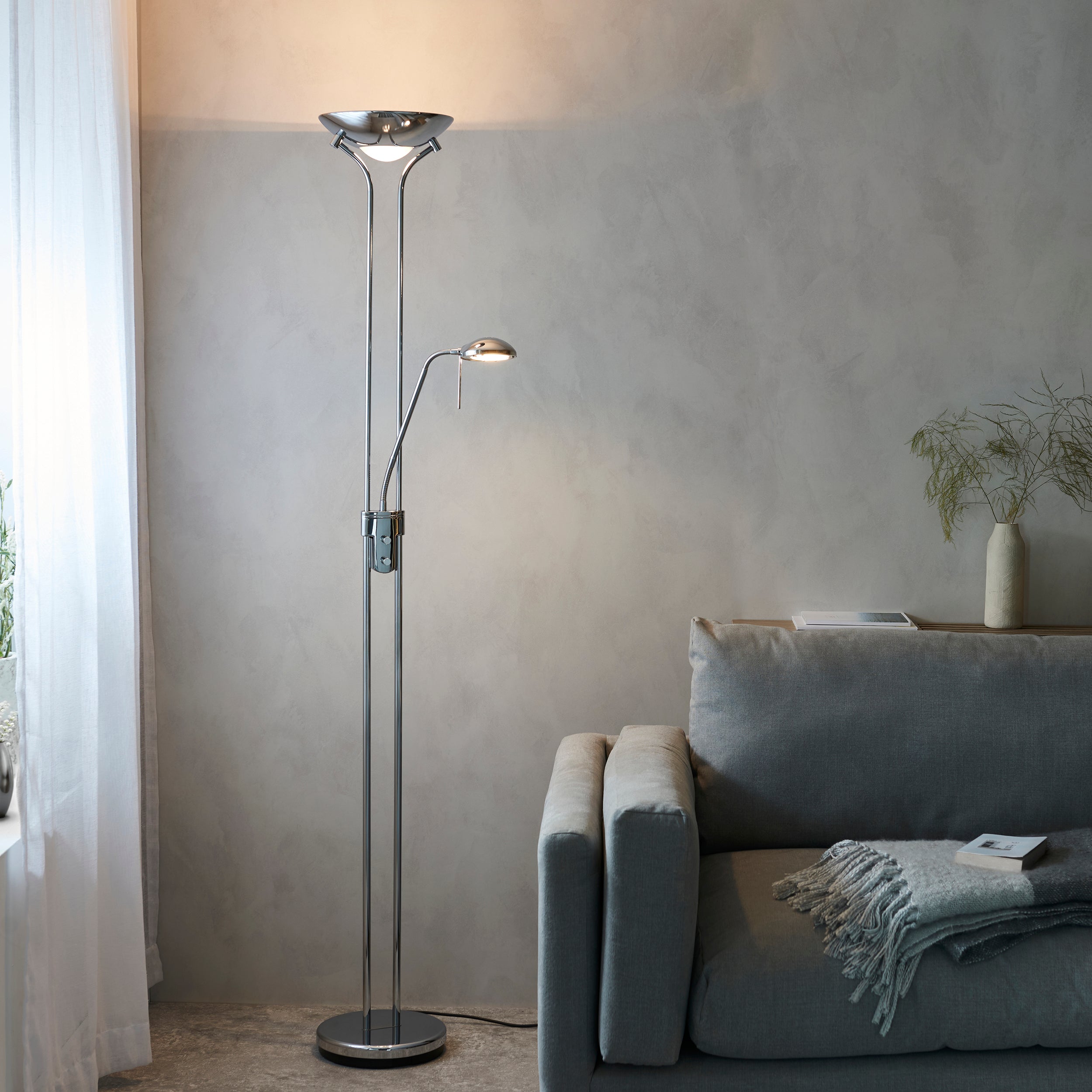 Endon Rome Floor Lamp  - Chrome Plate & Opal Glass