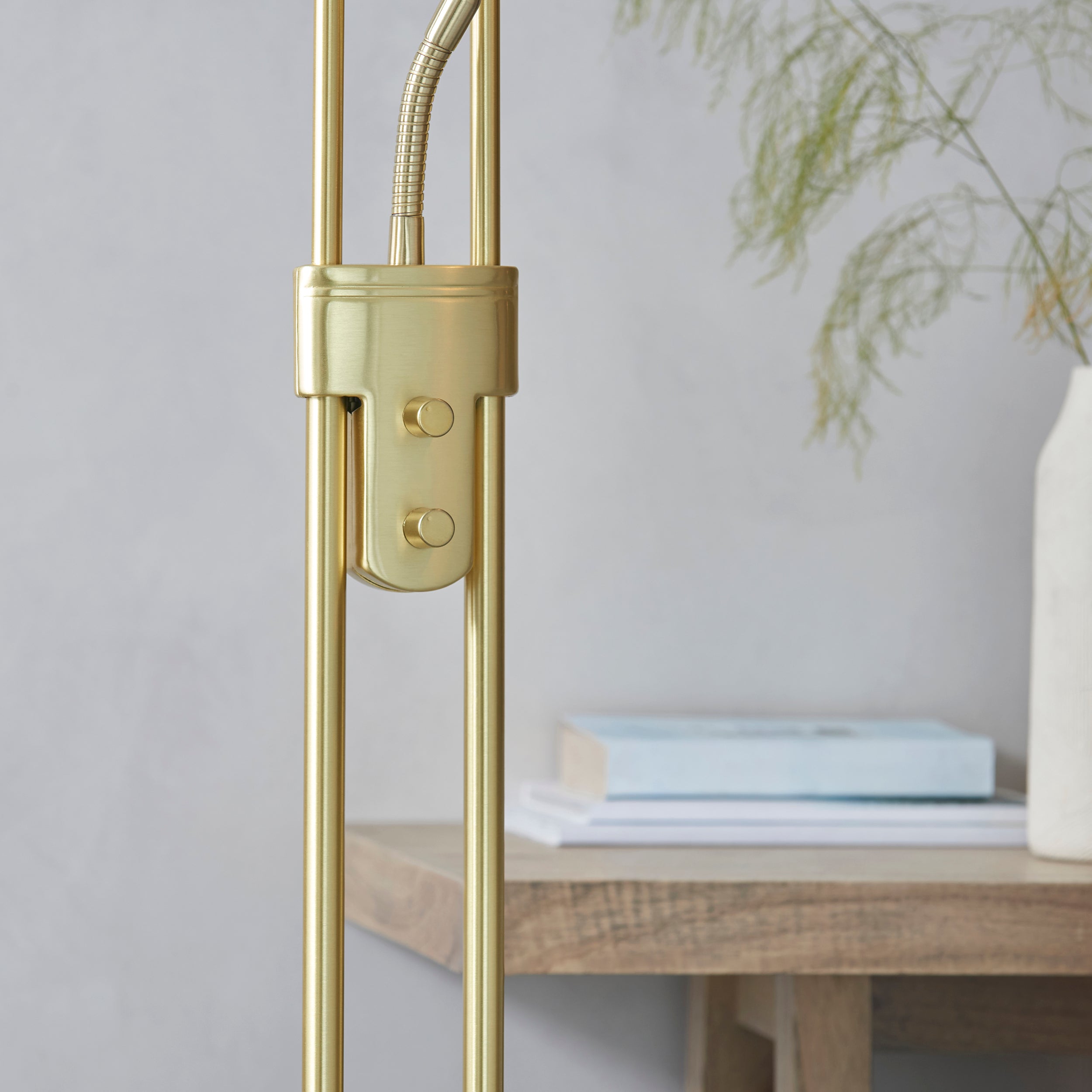 Endon Rome Floor Lamp - Satin Brass Plate & Opal Glass