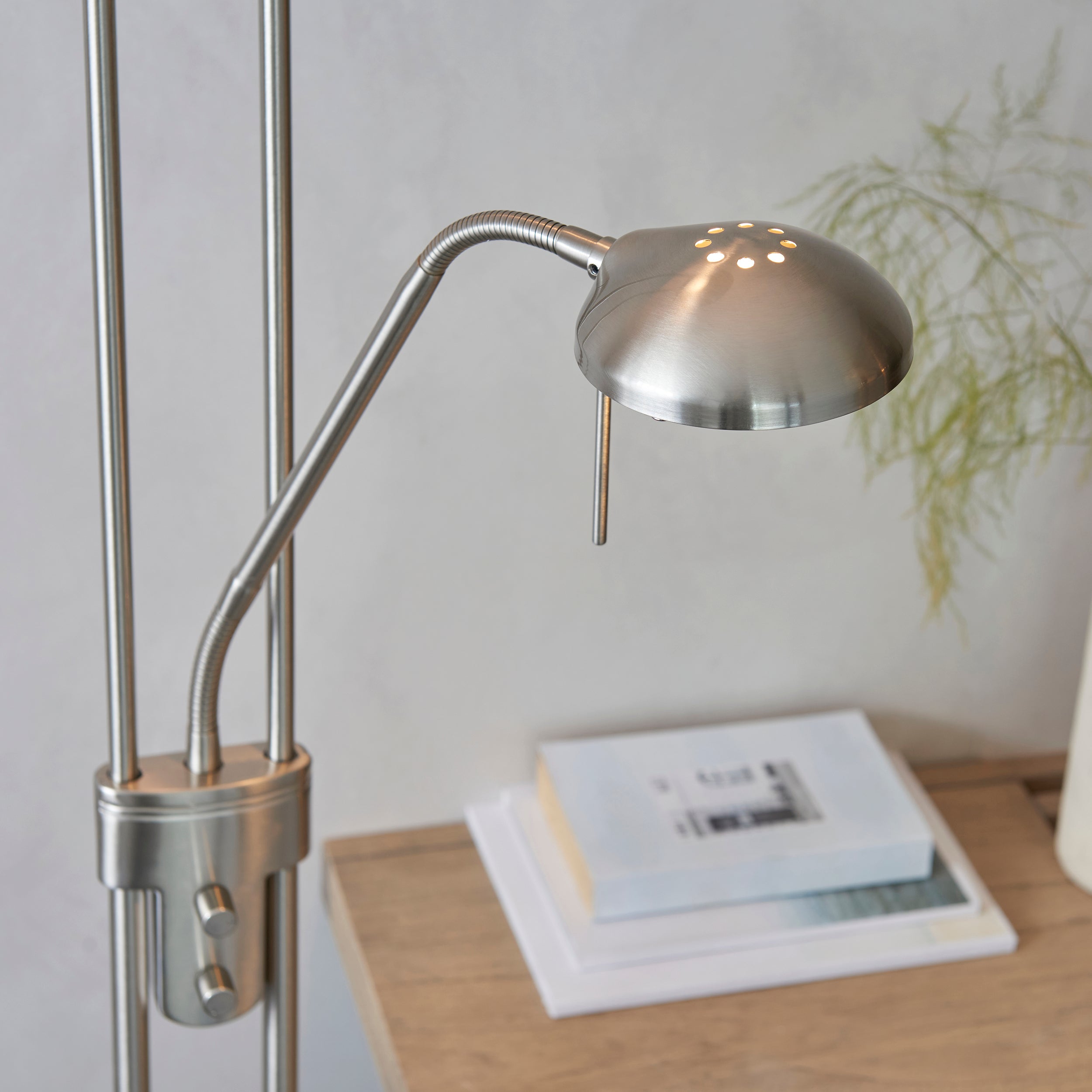 Endon Rome Floor Lamp - Satin Chrome Plate & Opal Glass