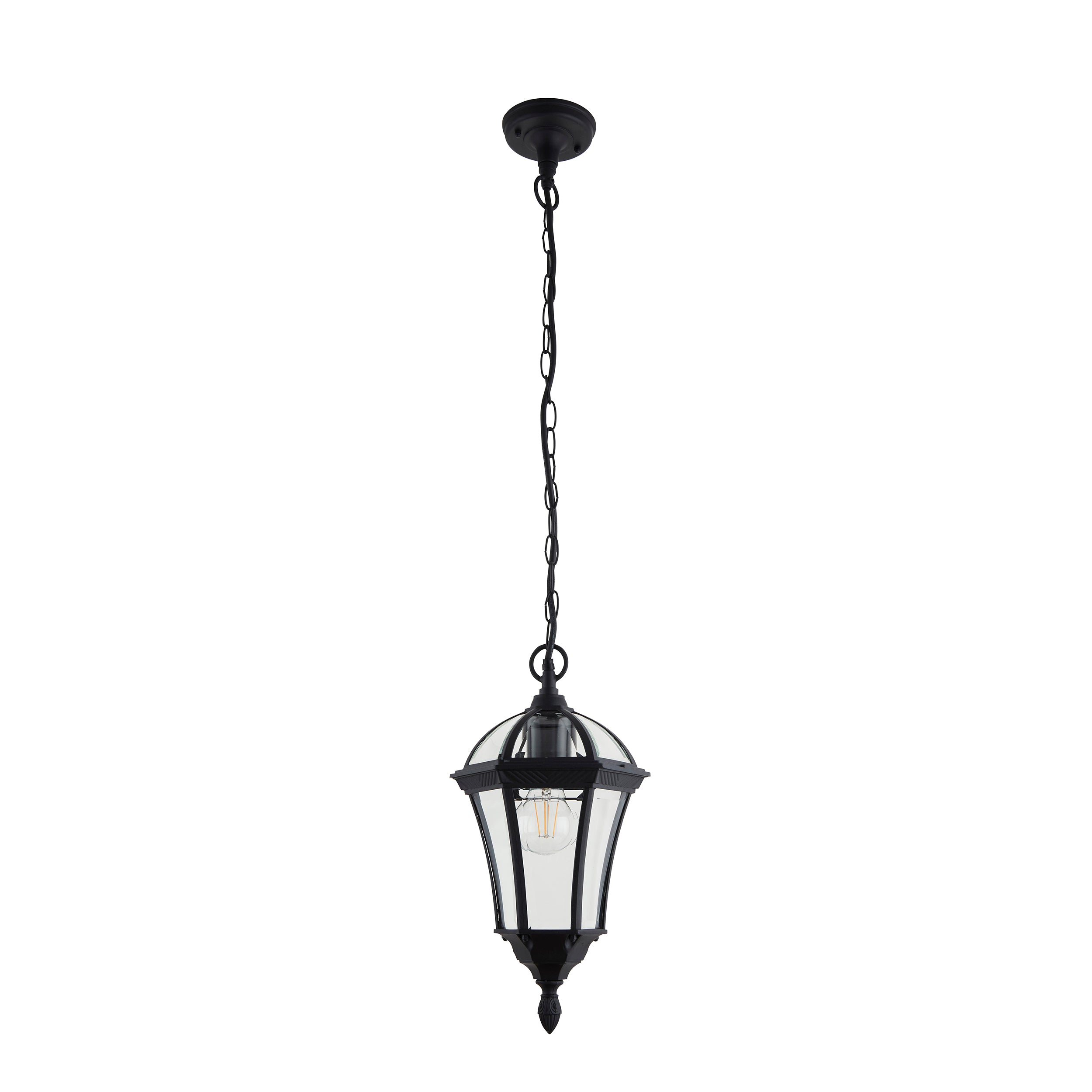 Endon Drayton Single Light Pendant - Textured Black & Clear Glass