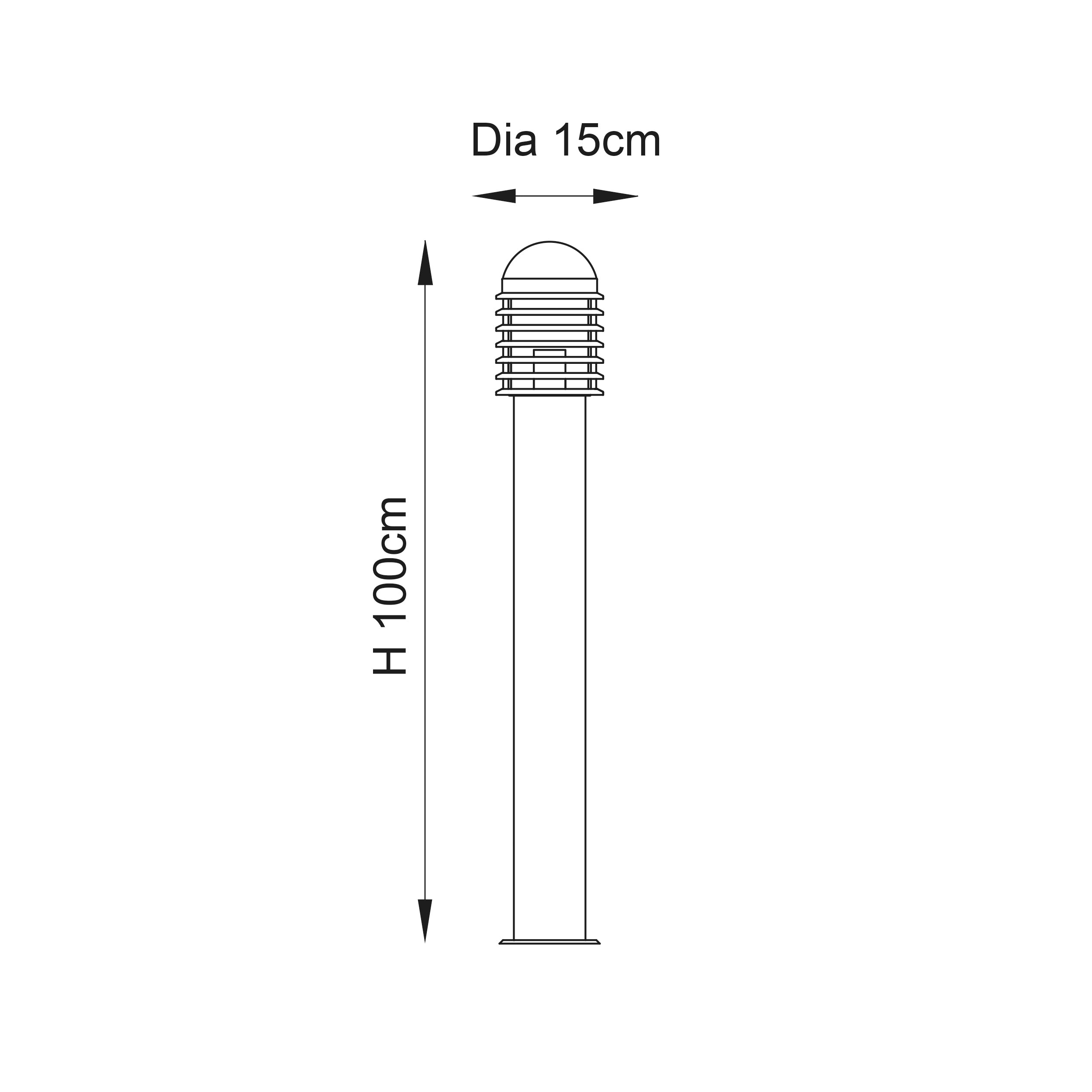 Endon Louvre Single Light Bollard - Polished Stainless Steel & Clear Pc
