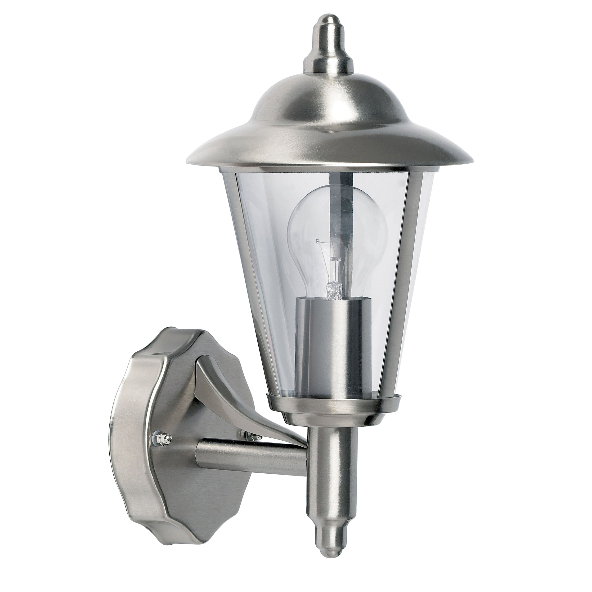 Endon Klien Single Light Up Wall Light - Polished Stainless Steel & Clear Pc