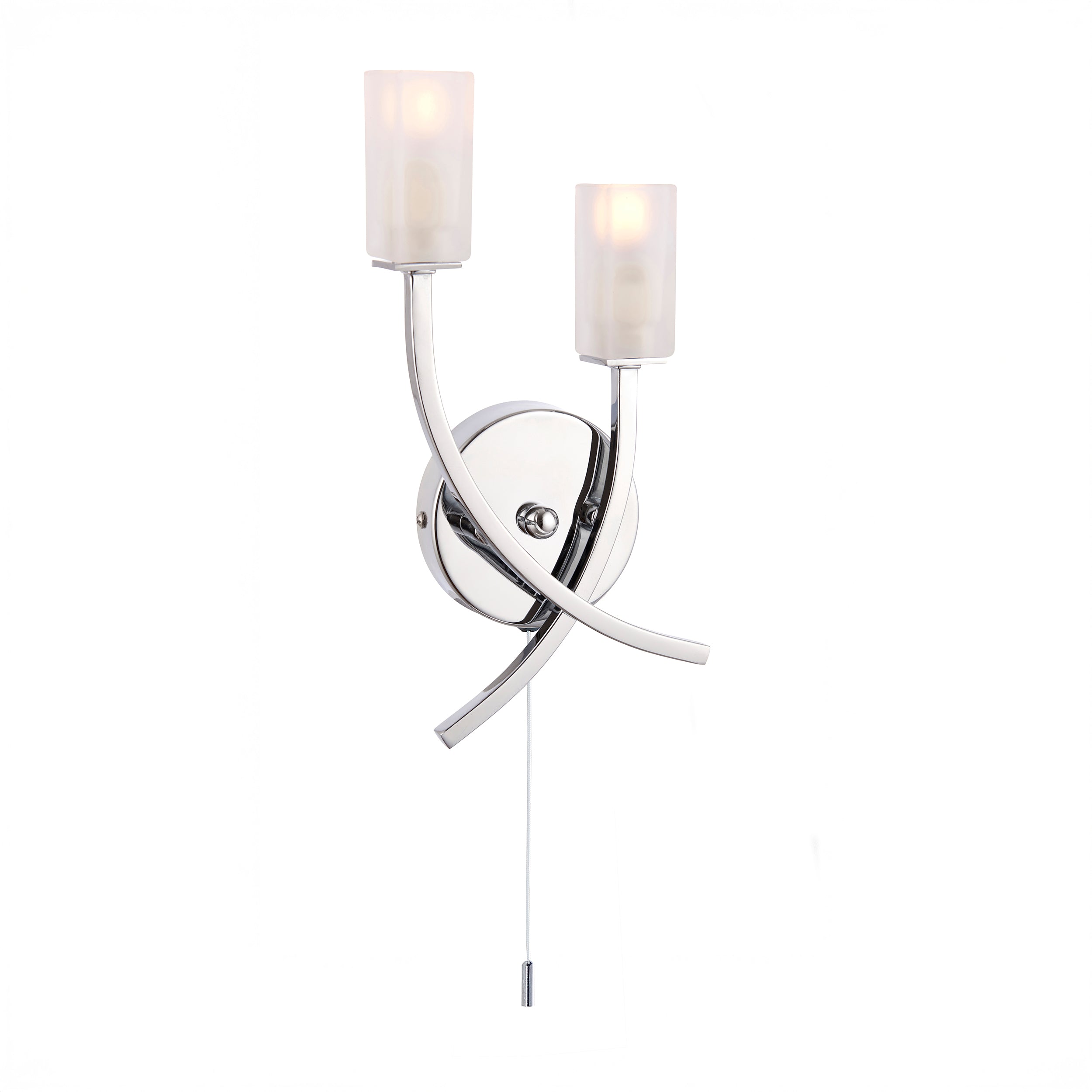 Endon Havana 2 Light Wall Light - Chrome Plate & Frosted Glass