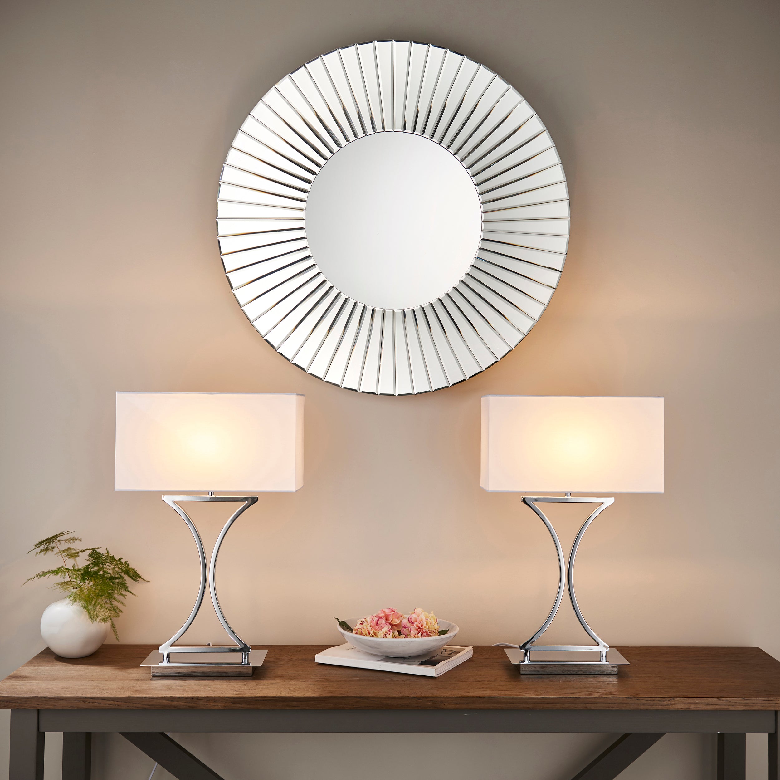 Endon Epalle Single Light Table Lamp  - Chrome Plate & White Acrylic