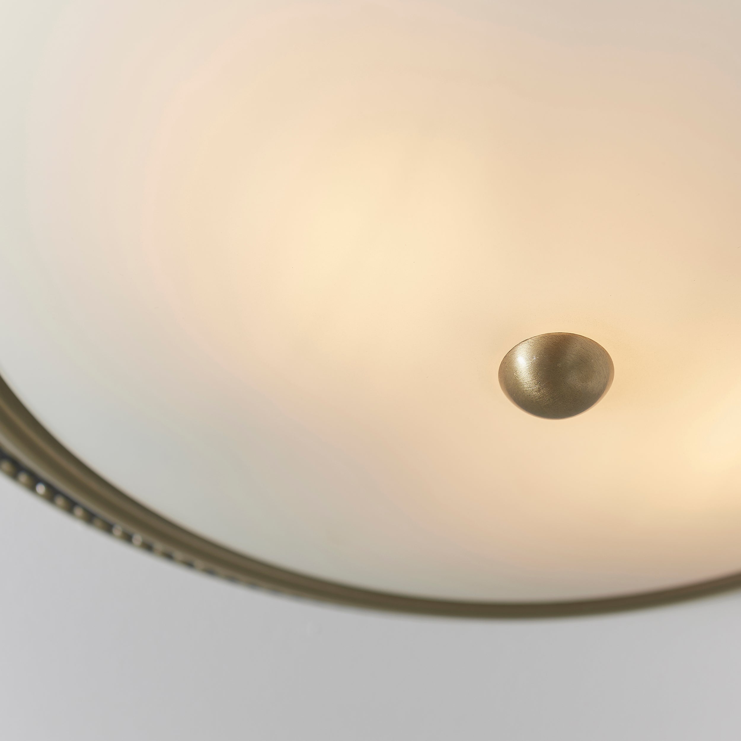 Endon Atlas 2 Light Flush Fitting - Antique Brass Plate & Frosted Glass