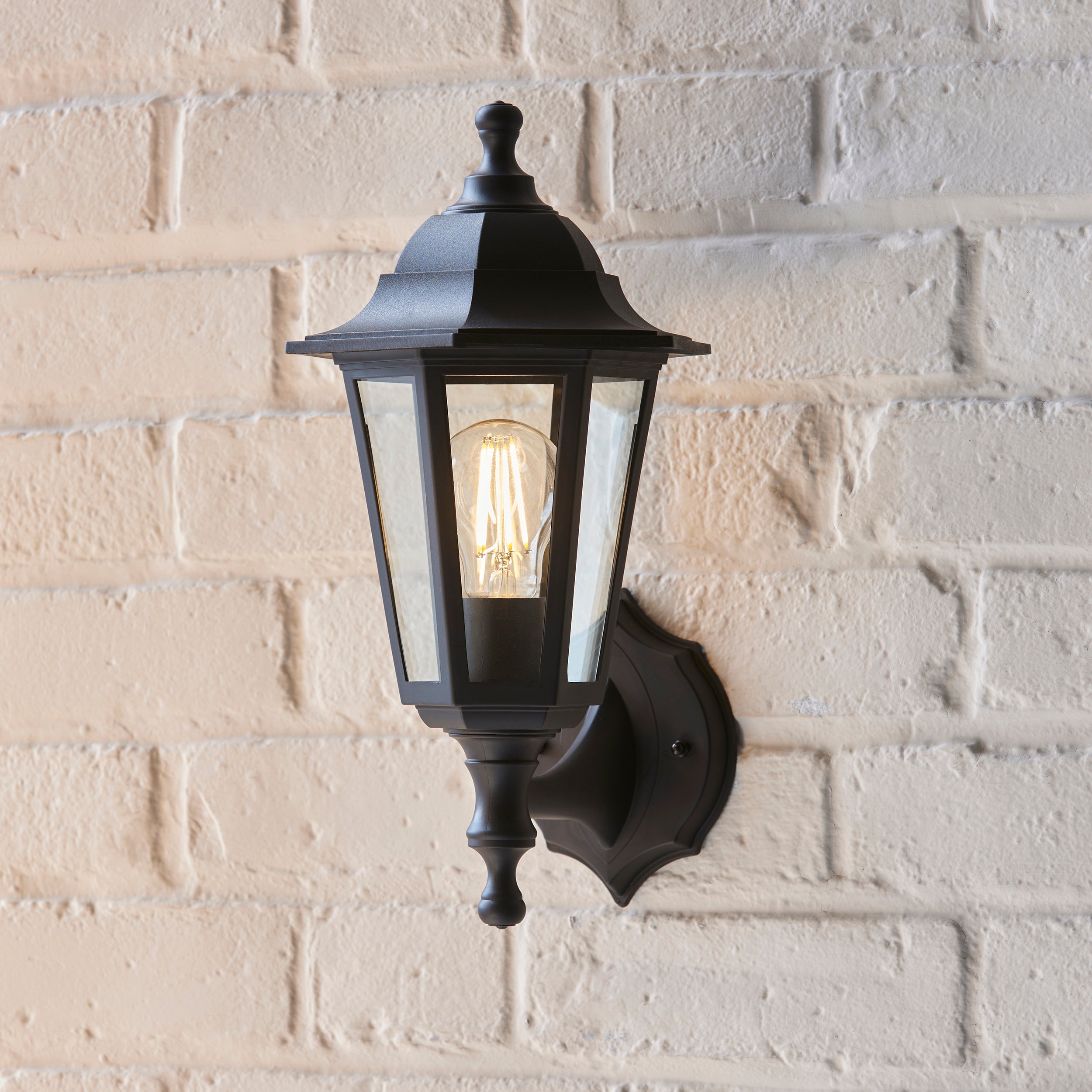 Endon Bayswater Single Light Wall Light - Black Polypropylene & Clear Glass