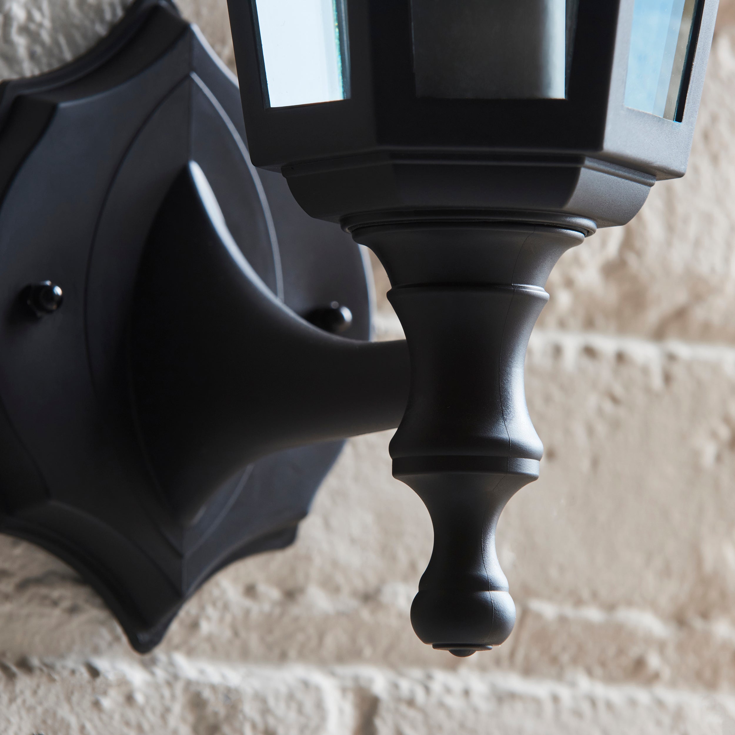 Endon Bayswater Single Light Wall Light - Black Polypropylene & Clear Glass