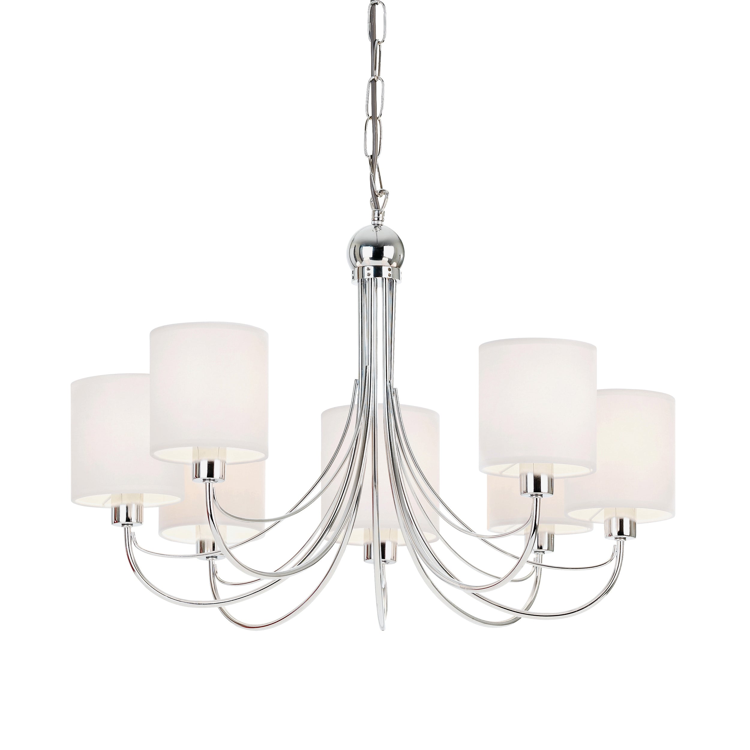Endon Phantom 7 Light Pendant  - Chrome Plate & White Acrylic