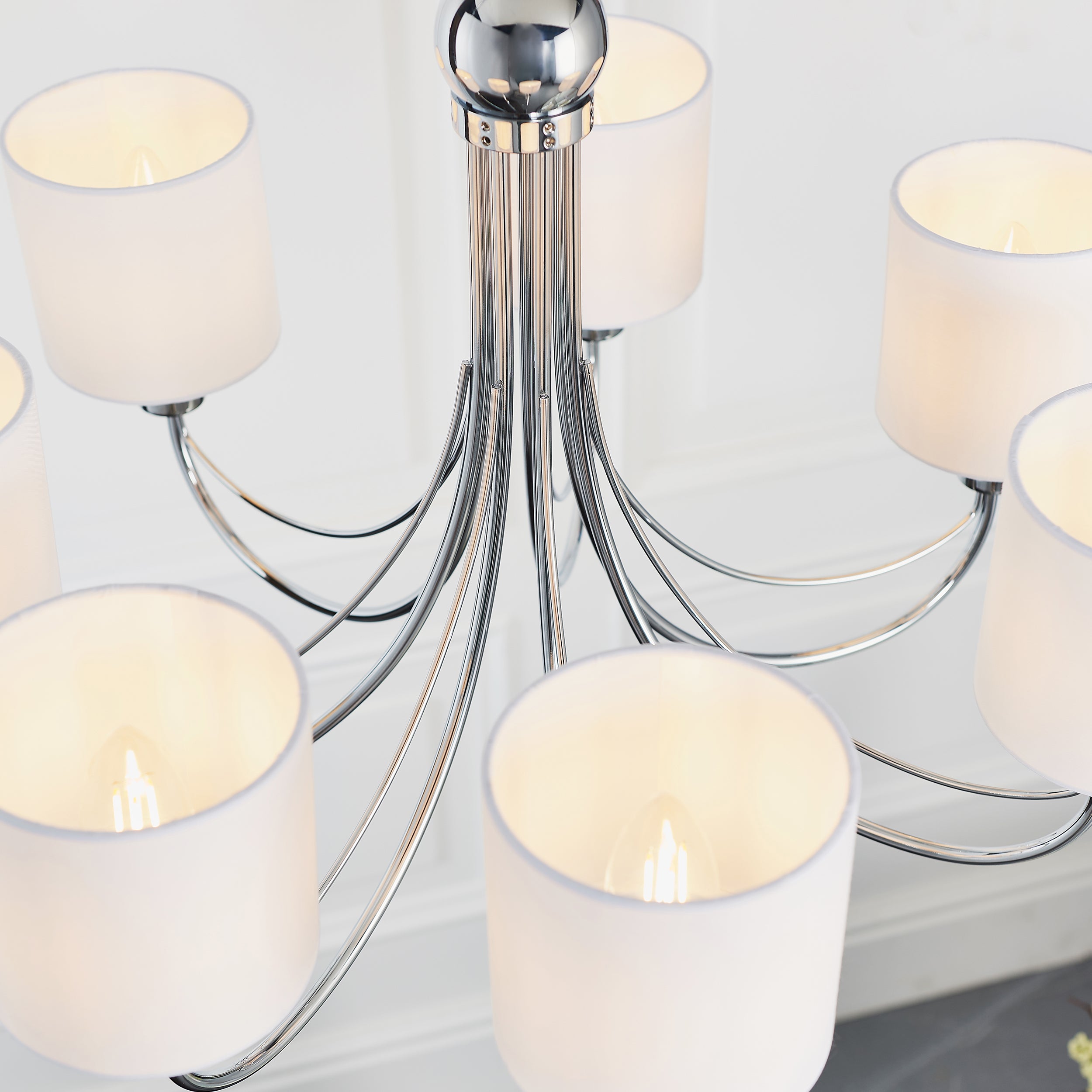Endon Phantom 7 Light Pendant  - Chrome Plate & White Acrylic