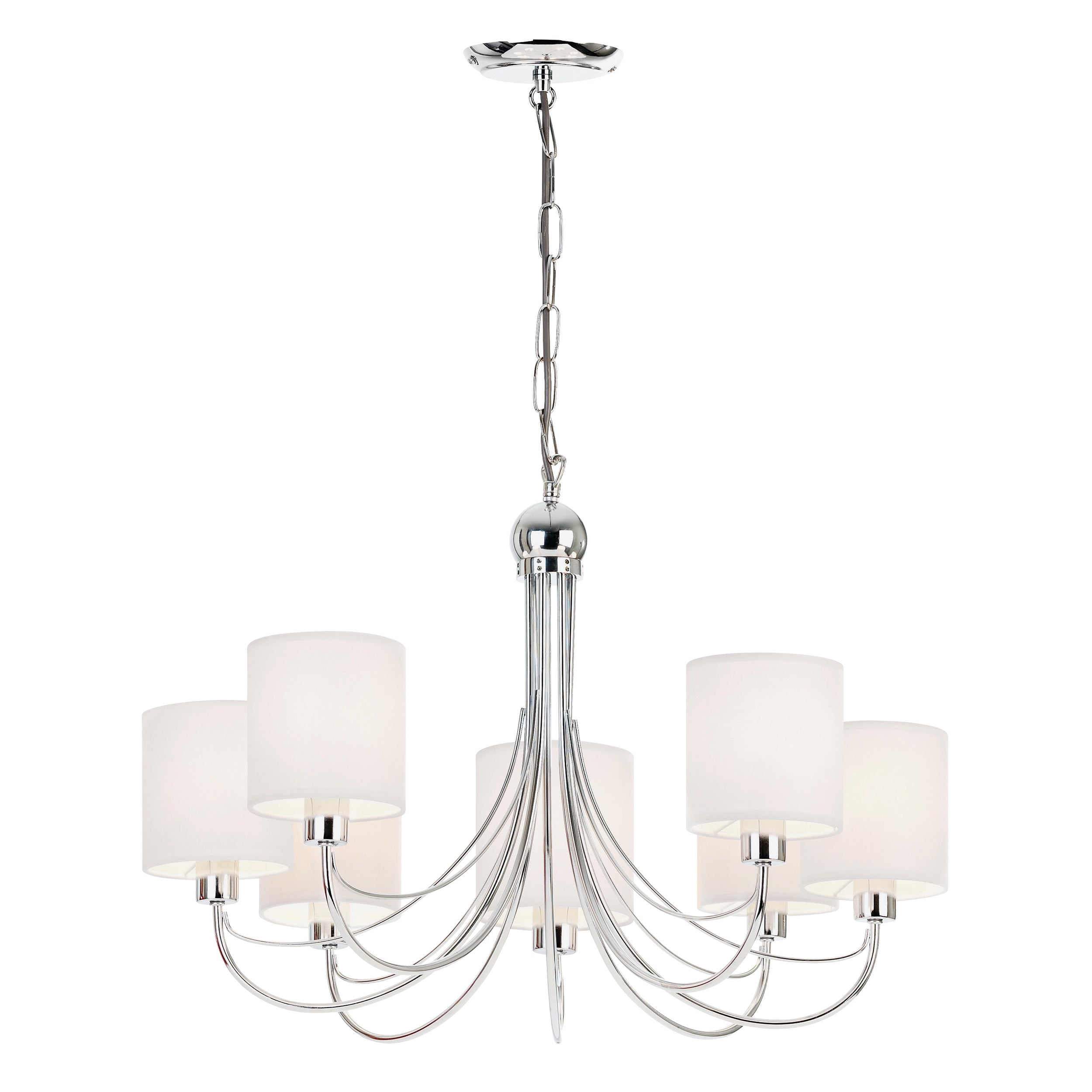 Endon Phantom 7 Light Pendant  - Chrome Plate & White Acrylic
