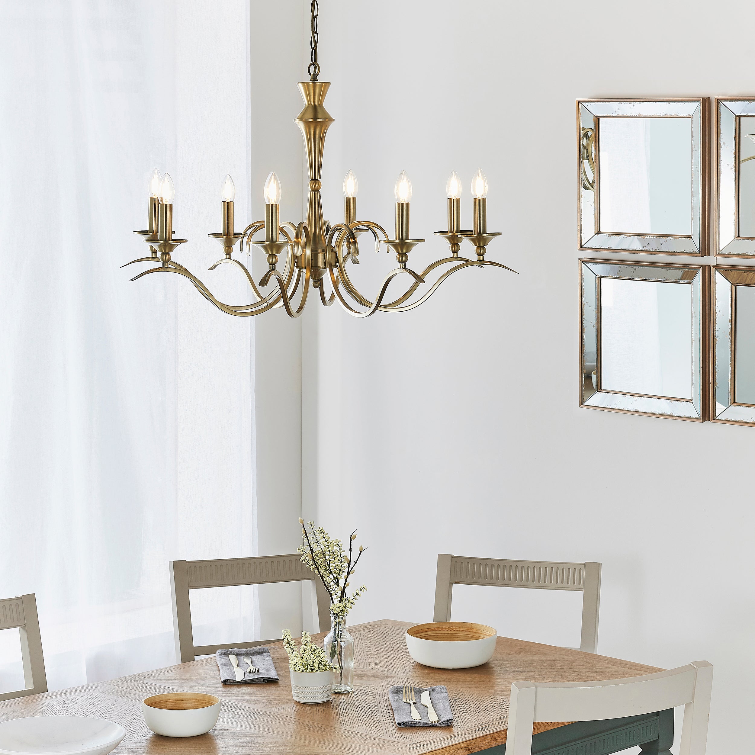 Endon Kora 8 Light Pendant - Antique Brass Plate