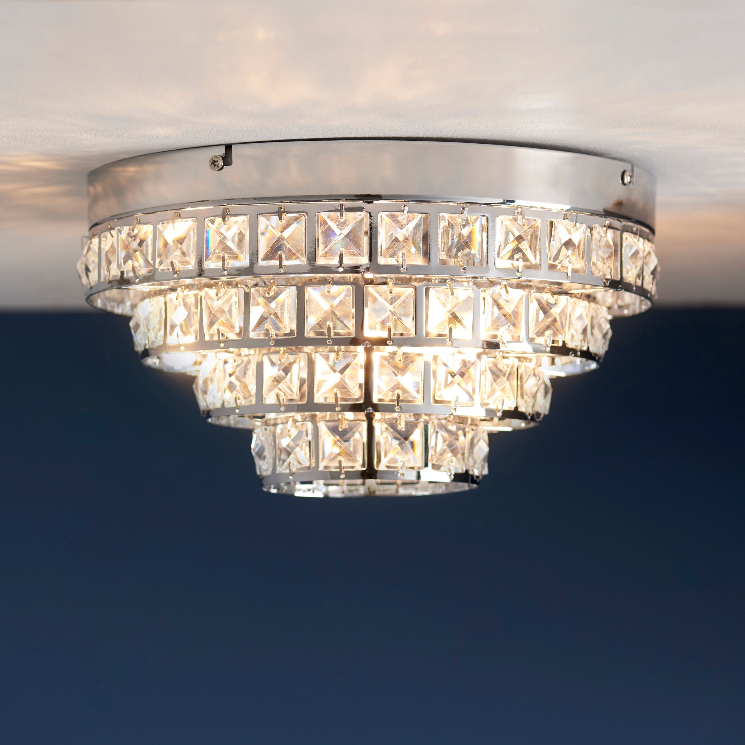 Endon Motown 4 Light Flush Fitting  - Chrome Plate & Clear Crystal