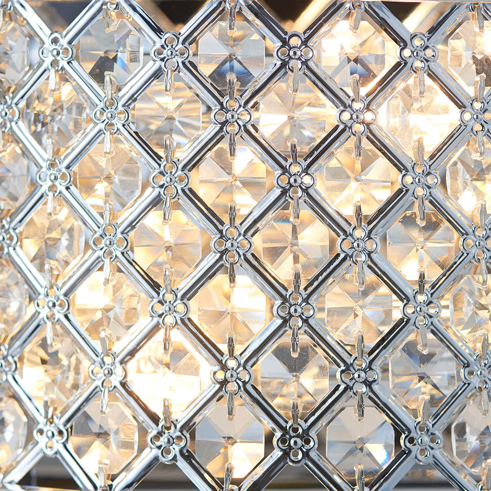 Endon Hudson 2 Light Wall Light  - Chrome Plate & Clear Crystal