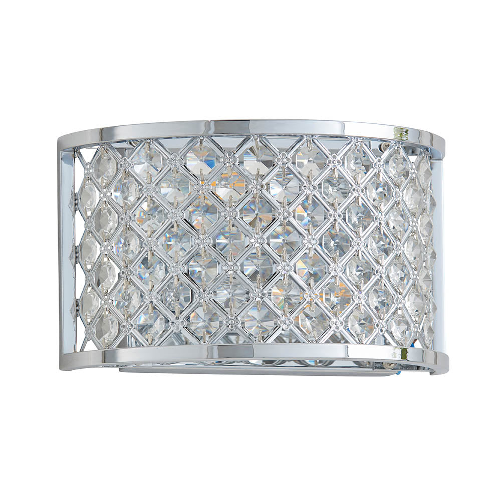 Endon Hudson 2 Light Wall Light  - Chrome Plate & Clear Crystal