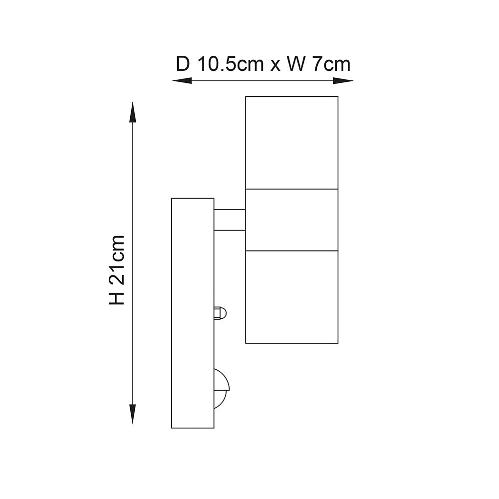 Endon Canon Pir 2 Light Wall Light - Polished Stainless Steel & Clear Glass