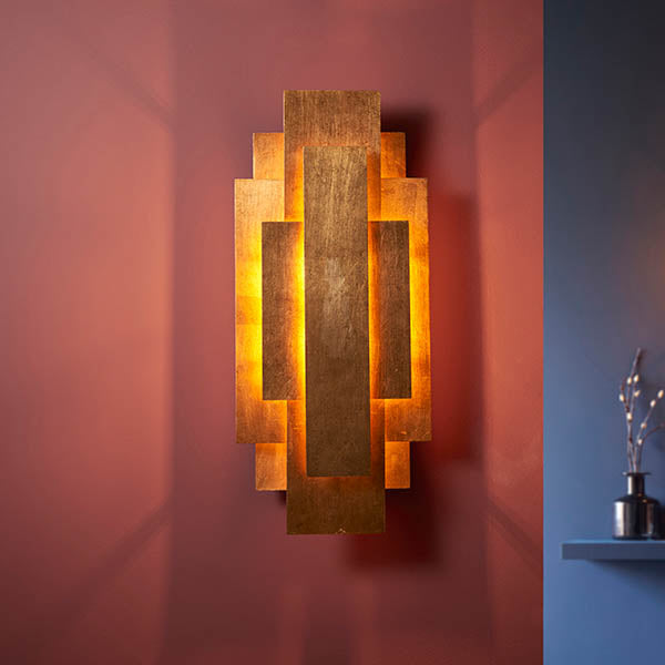 Utopia Overlay 2 Light Wall Light - Antique Gold