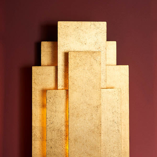 Utopia Overlay 2 Light Wall Light - Antique Gold
