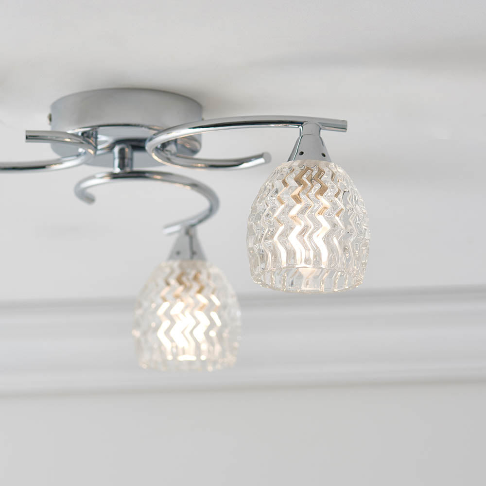 Endon Boyer 3 Light Semi Flush Fitting - Chrome Plate & Clear Glass
