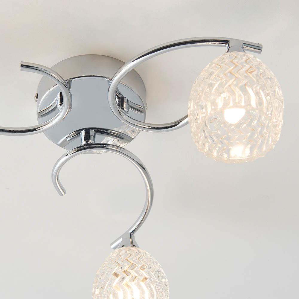 Endon Boyer 3 Light Semi Flush Fitting - Chrome Plate & Clear Glass