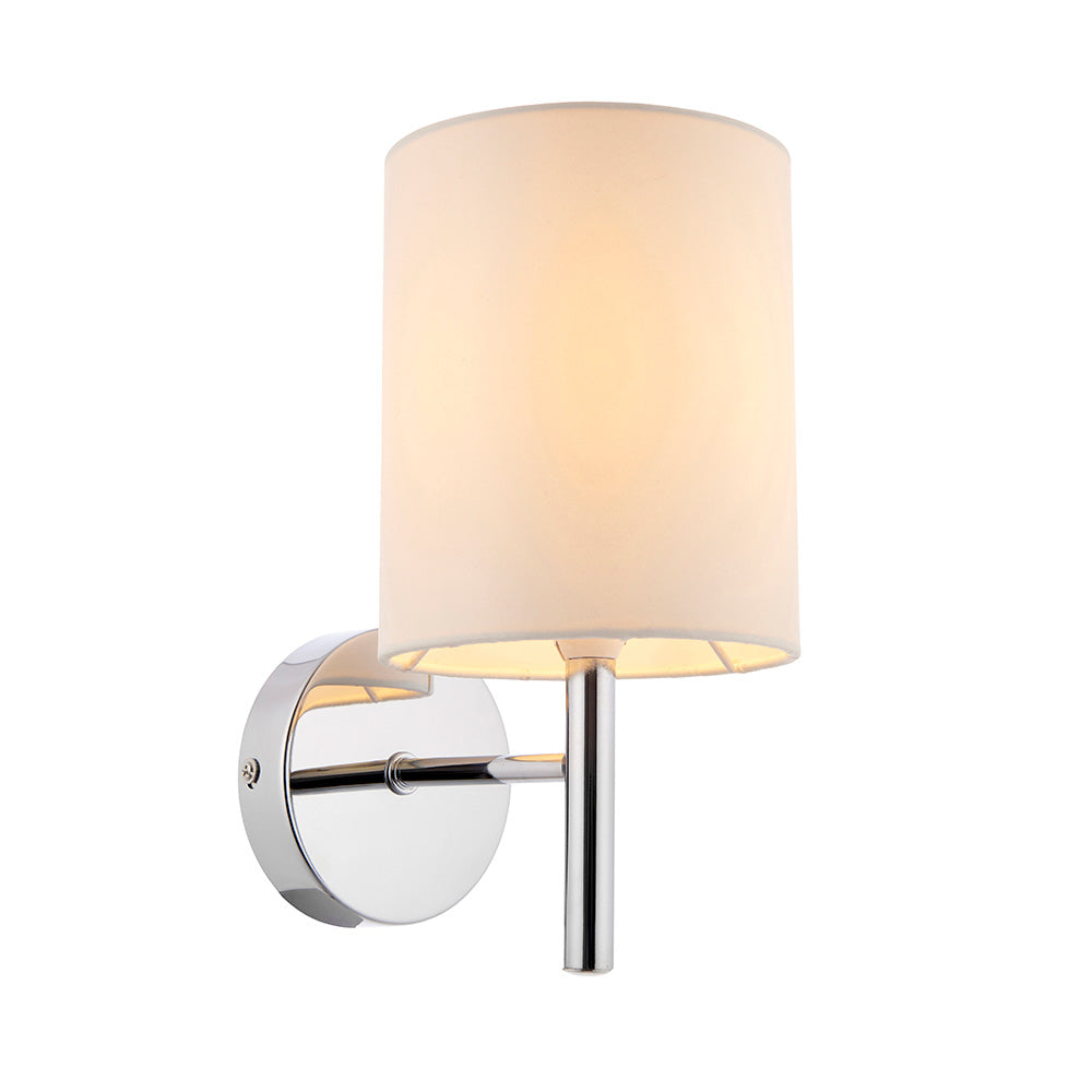 Endon Brio Single Light Wall Light  - Chrome Plate & Vintage White Fabric