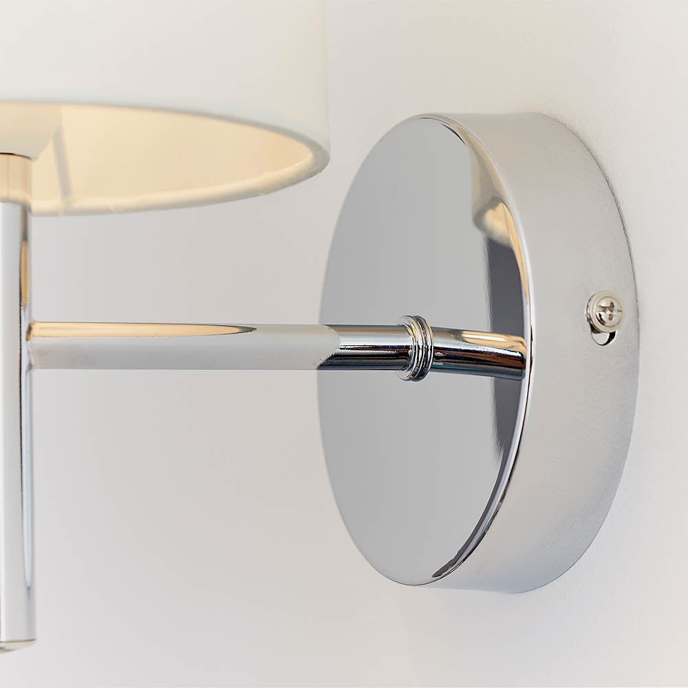 Endon Brio Single Light Wall Light  - Chrome Plate & Vintage White Fabric