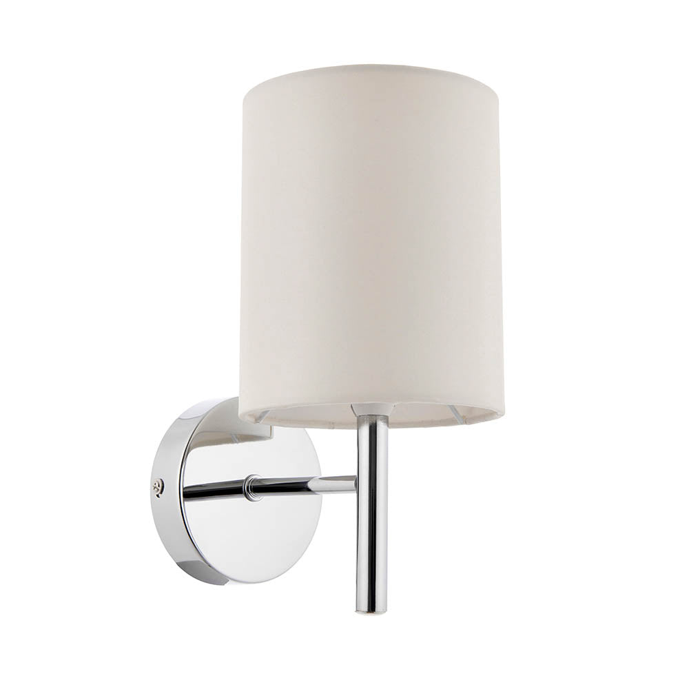 Endon Brio Single Light Wall Light  - Chrome Plate & Vintage White Fabric