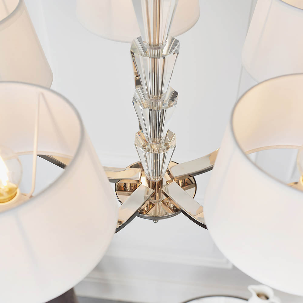 Endon Fiennes 5 Light Pendant  - Chrome Plate & Vintage White Fabric
