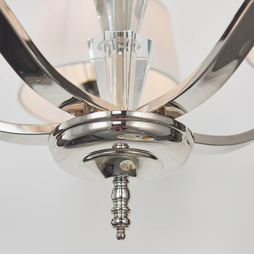 Endon Fiennes 5 Light Pendant  - Chrome Plate & Vintage White Fabric