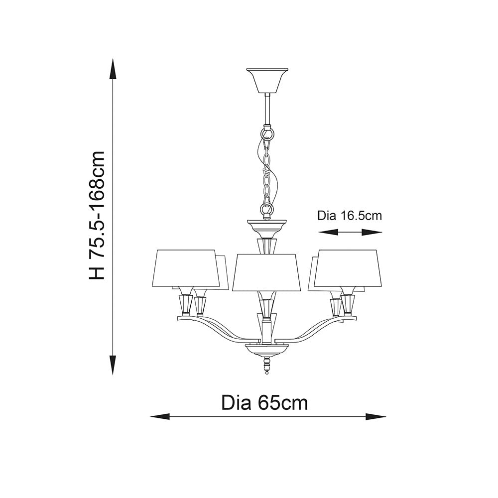 Endon Fiennes 5 Light Pendant  - Chrome Plate & Vintage White Fabric