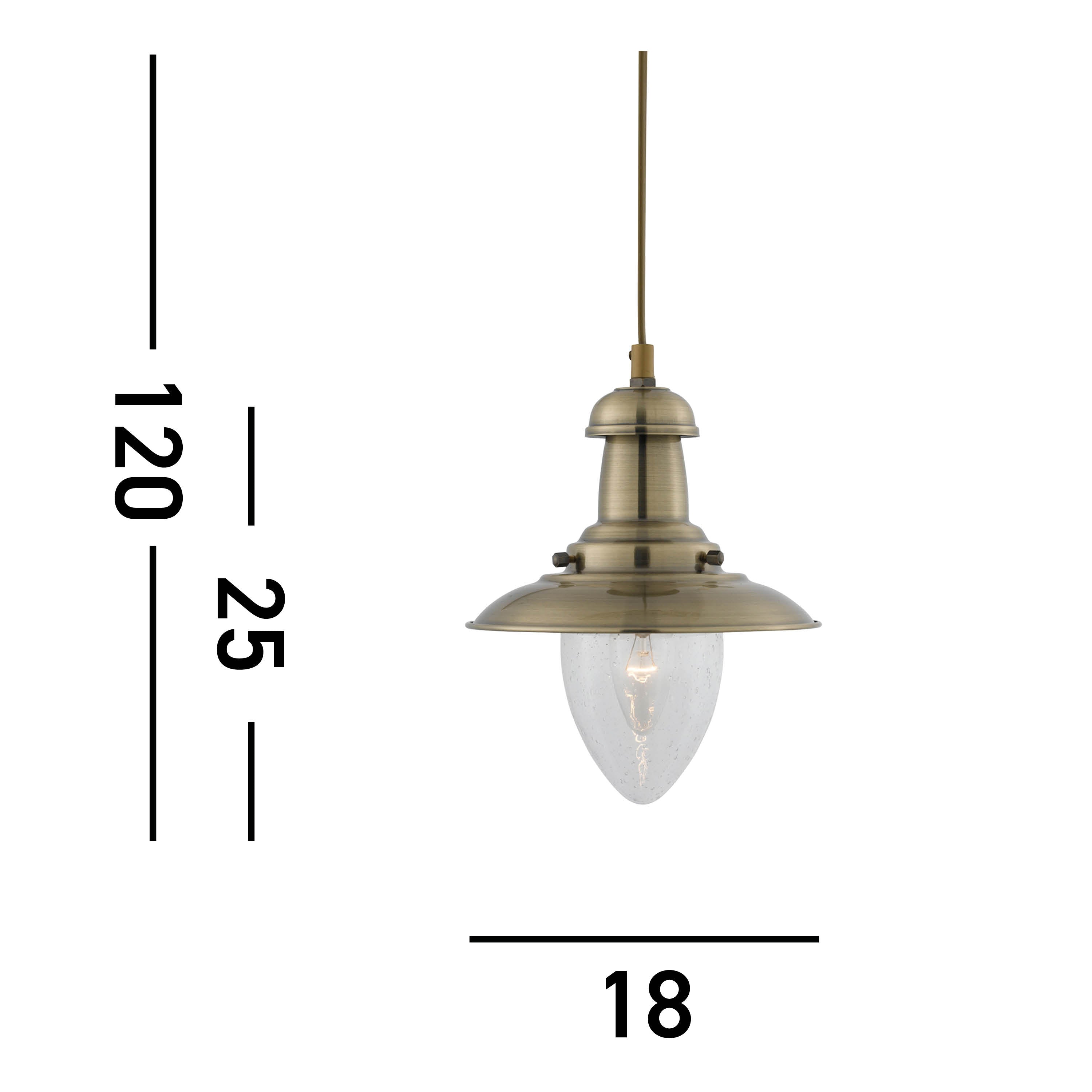 Searchlight Falkland Antique Brass Pendant Light With Oval Seeded Glass Shade