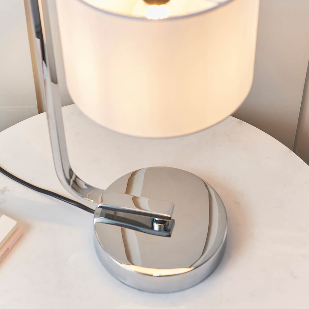 Endon Canning Single Light Table Lamp  - Chrome Plate & White Acrylic