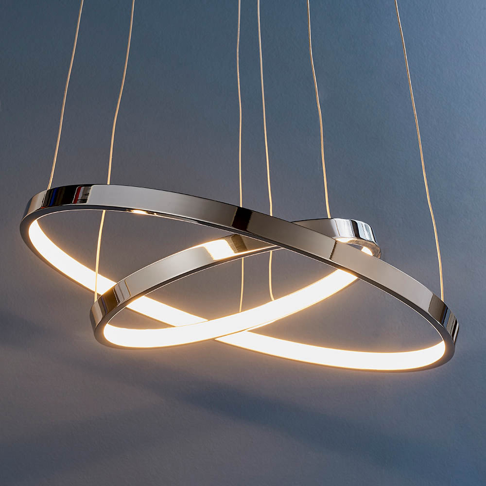Endon Kline 2 Ring Pendant  - Chrome Plate & Frosted Acrylic
